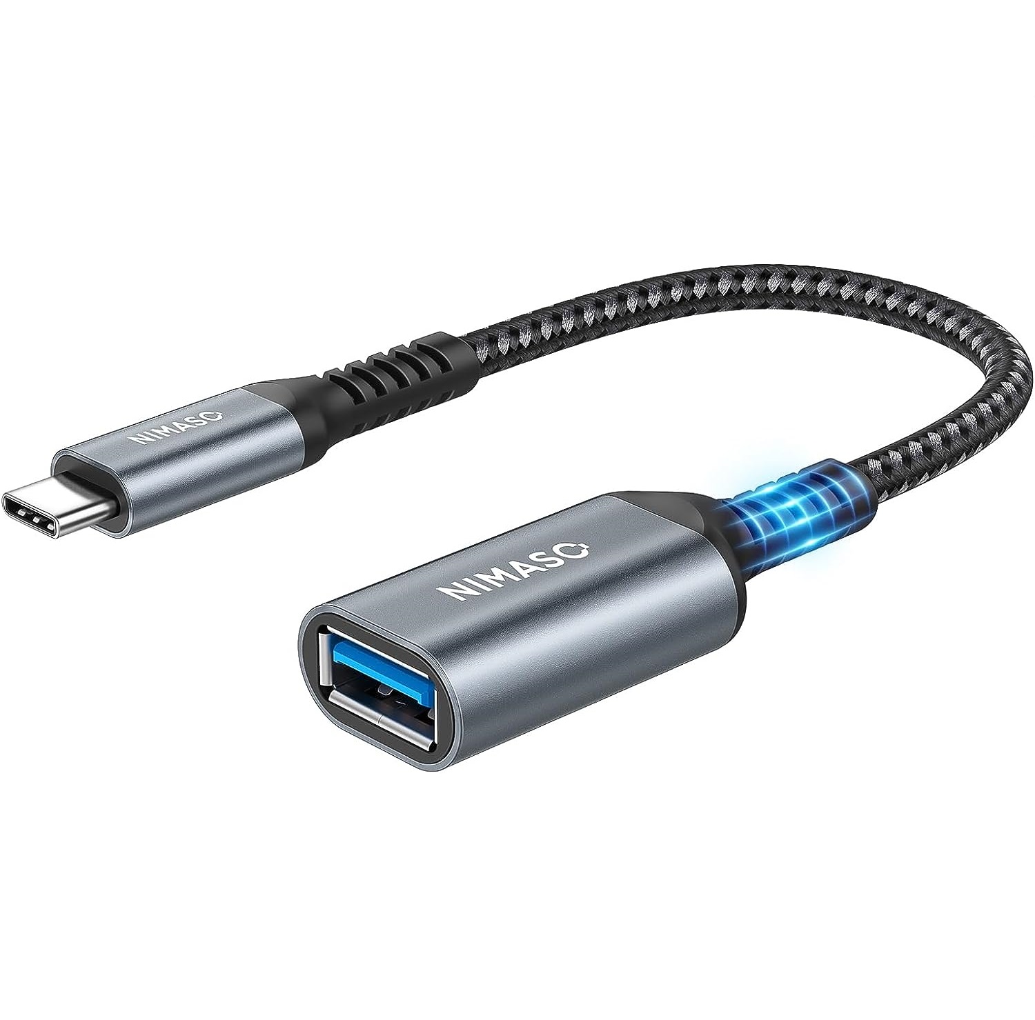 Адаптер-перехідник NIMASO USB C to USB 3.0 5Gbps 0.12м сірий