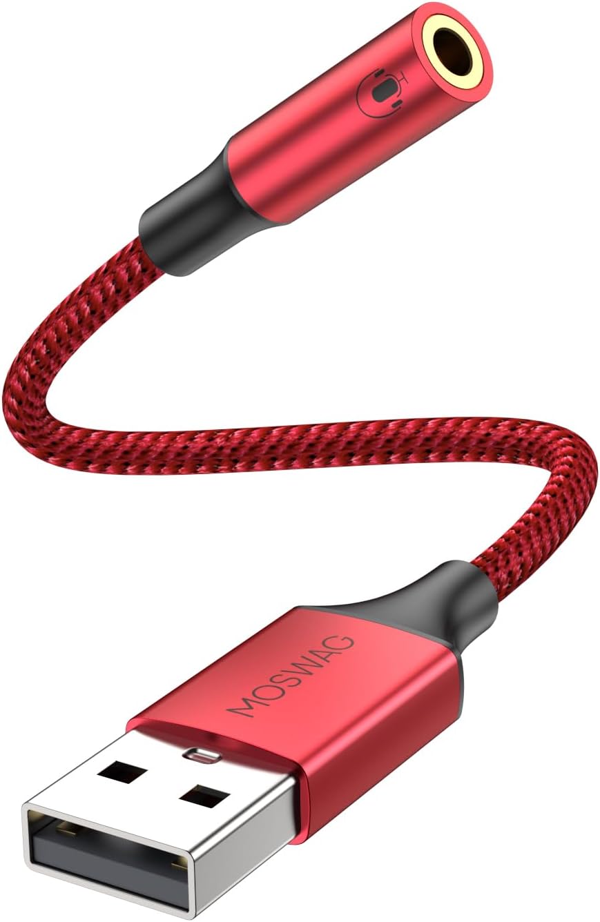 Кабель MOSWAG USB to AUX 0.2м red