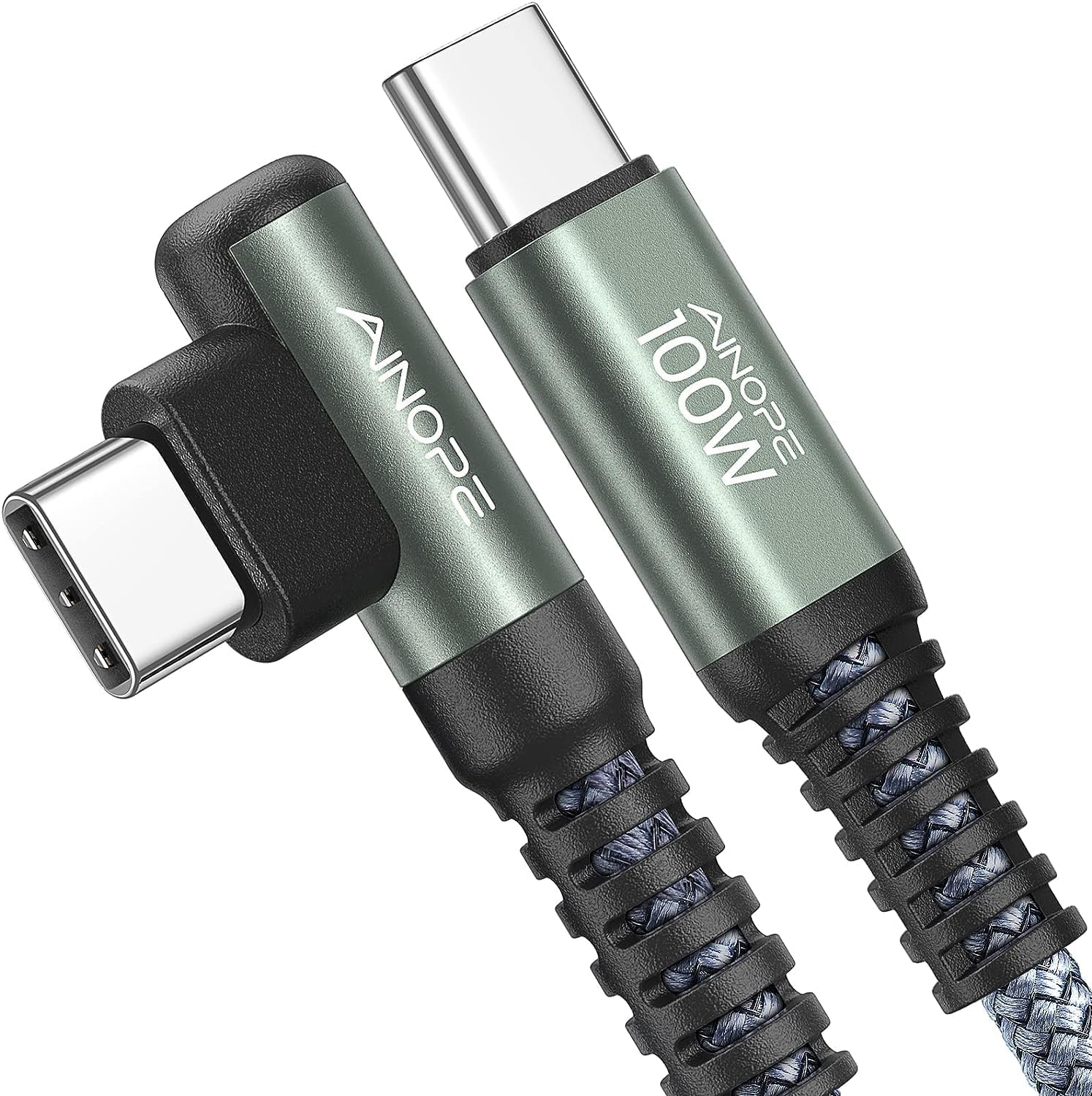 Кабель AINOPE Type-C to Type-C 100Вт, 90 Degree Up Angle, 2м, Grey