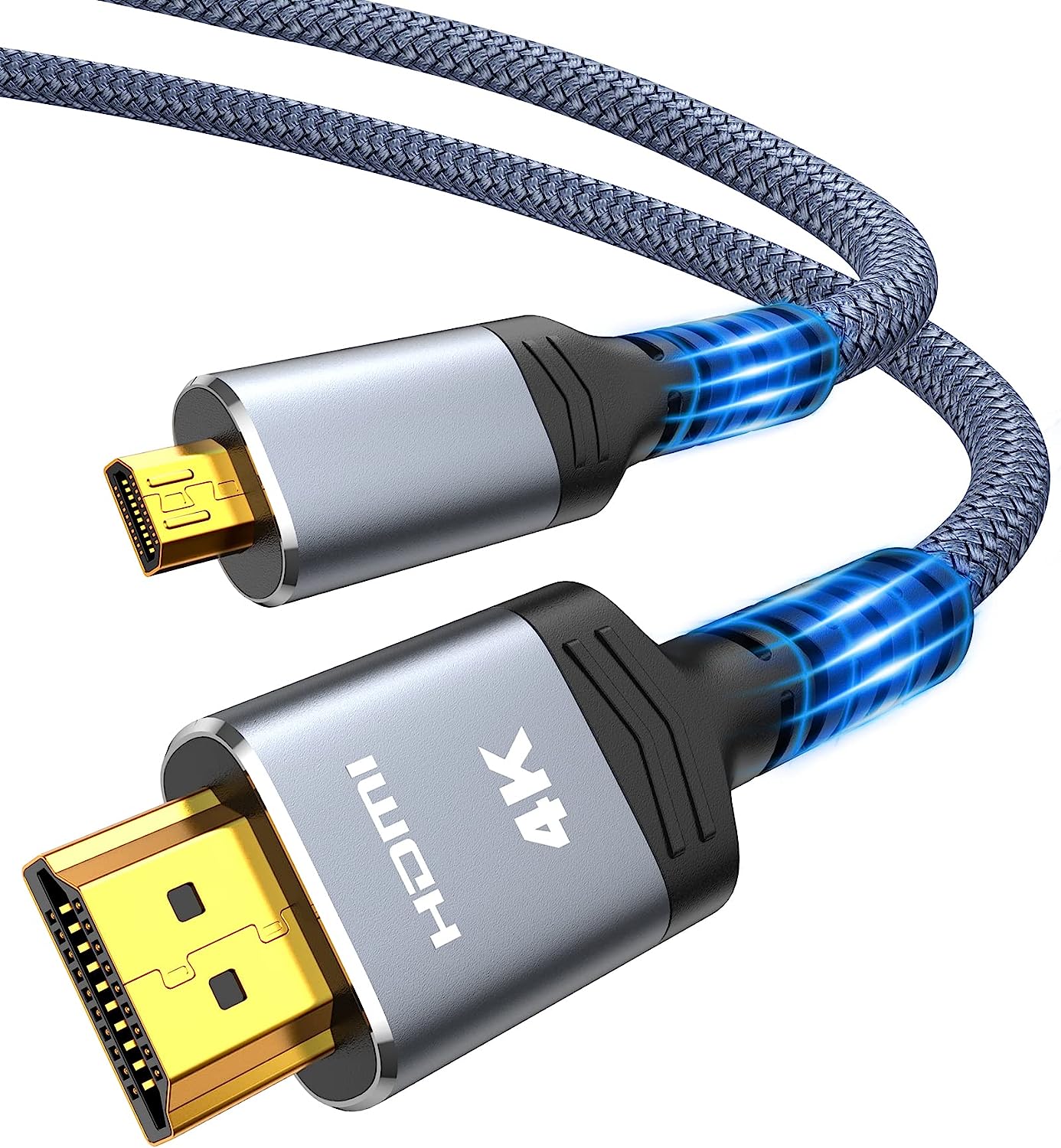 Кабель Highwings microHDMI to HDMI 2.0 4K@60Hz 3м сірий