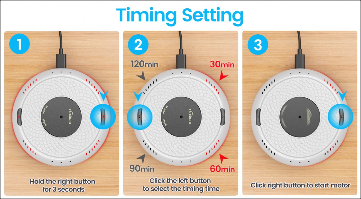 Вігглер шейкер симулятор для миші Cloudeck Timer & LED Color Option, 2 Speed Mode білий - Зображення 10