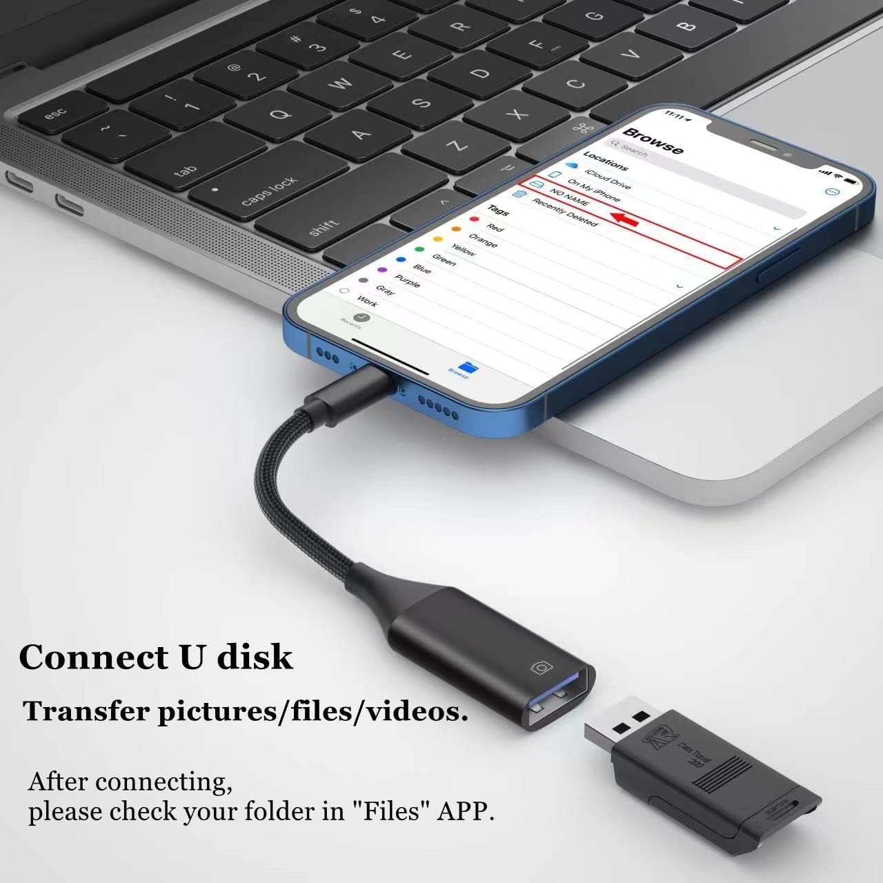 Адаптер-перехідник IVSHOWCO Lightning to USB OTG 0.12м чорний - Зображення 2