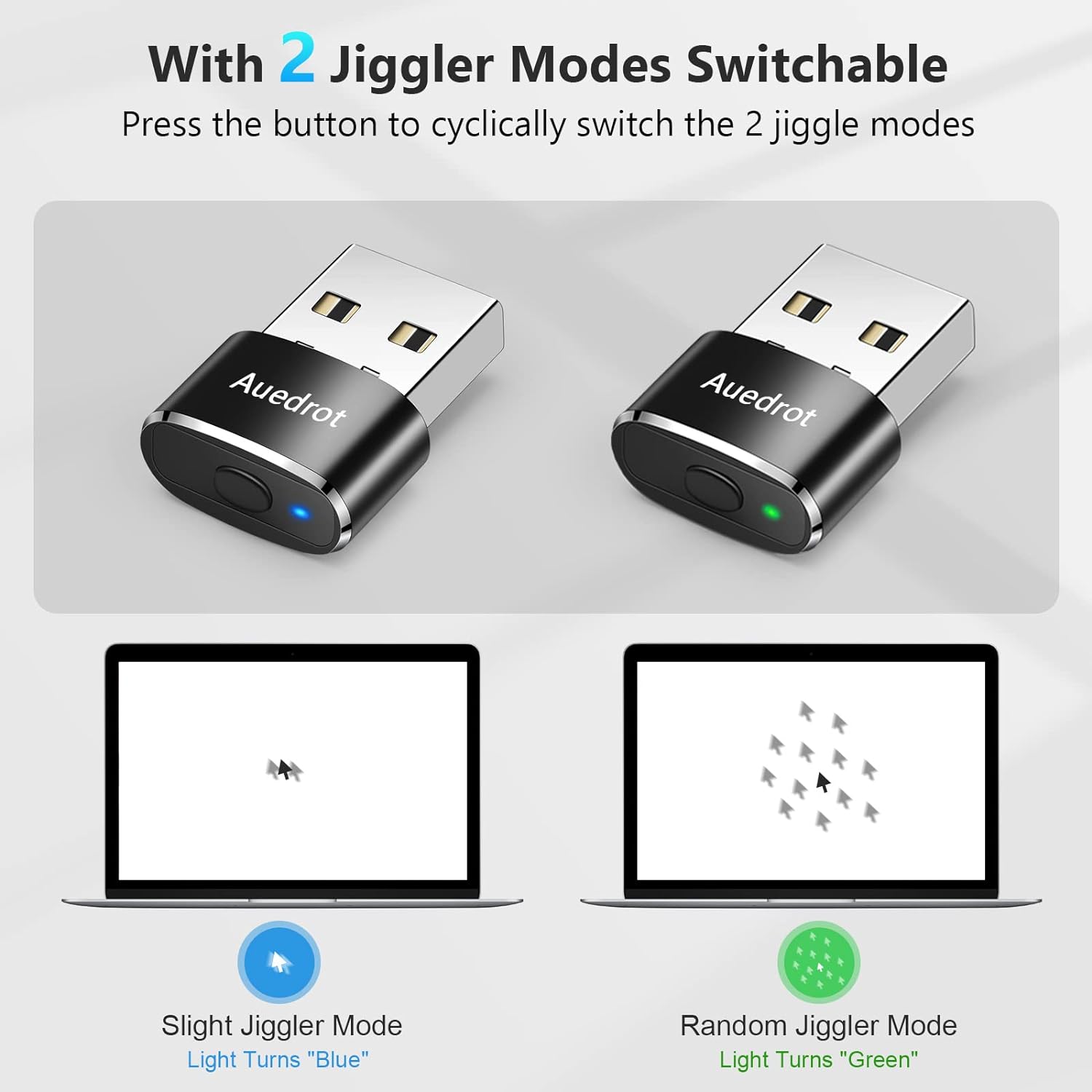 Віглер клікер шейкер симулятор для миші AUEDROT Mouse Mover Jiggler Metal Mini black - Зображення 2