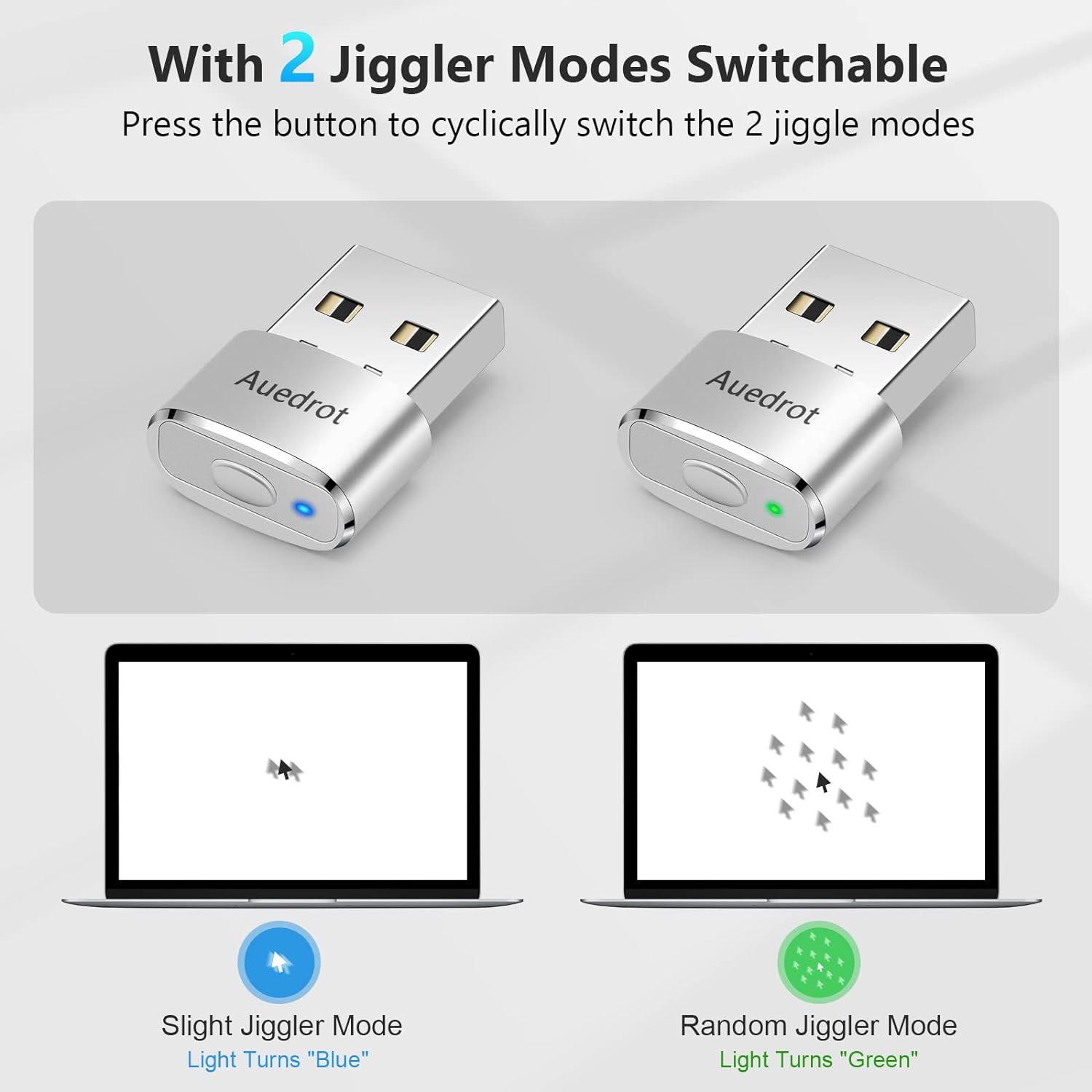 Віглер клікер шейкер симулятор для миші AUEDROT Mouse Mover Jiggler Metal Mini Silver - Зображення 2