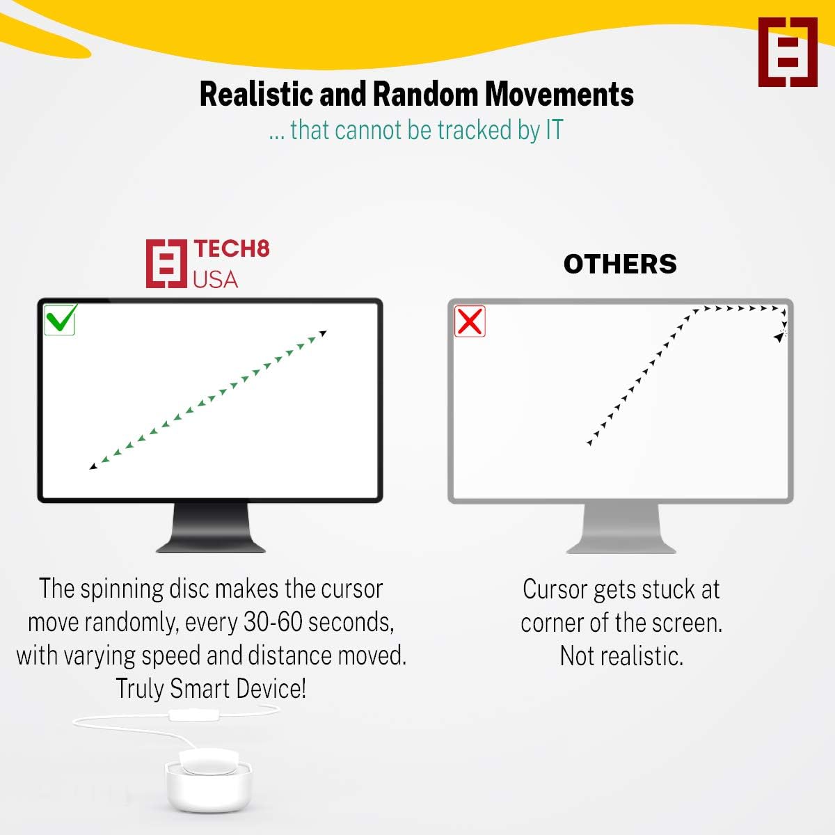 Вігглер клікер шейкер симулятор для миші TECH8 USA Undetectable Mouse Mover, Mouse Jiggler, "Hypnotic" - Зображення 2