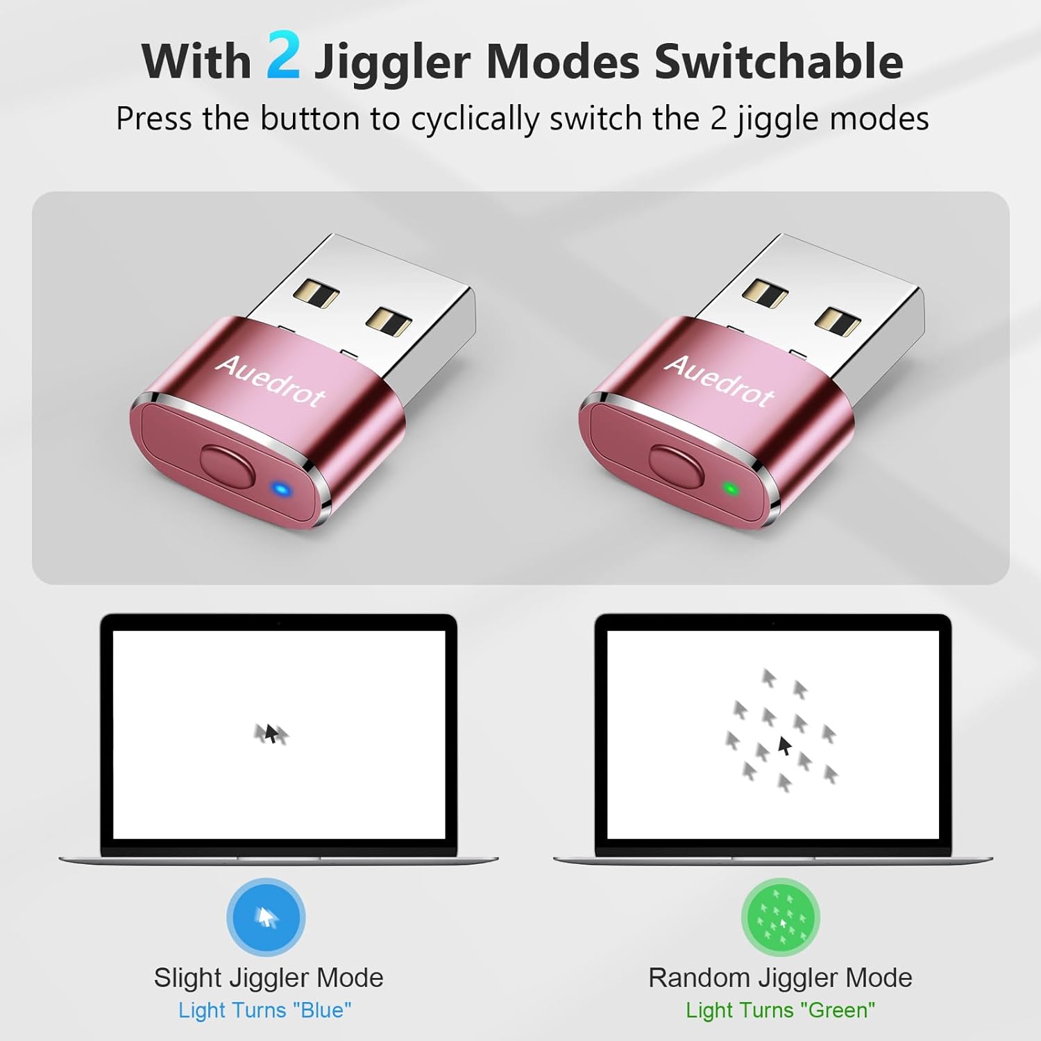 Віглер клікер шейкер симулятор для миші AUEDROT Mouse Mover Jiggler Metal Mini Rose Gold - Зображення 2