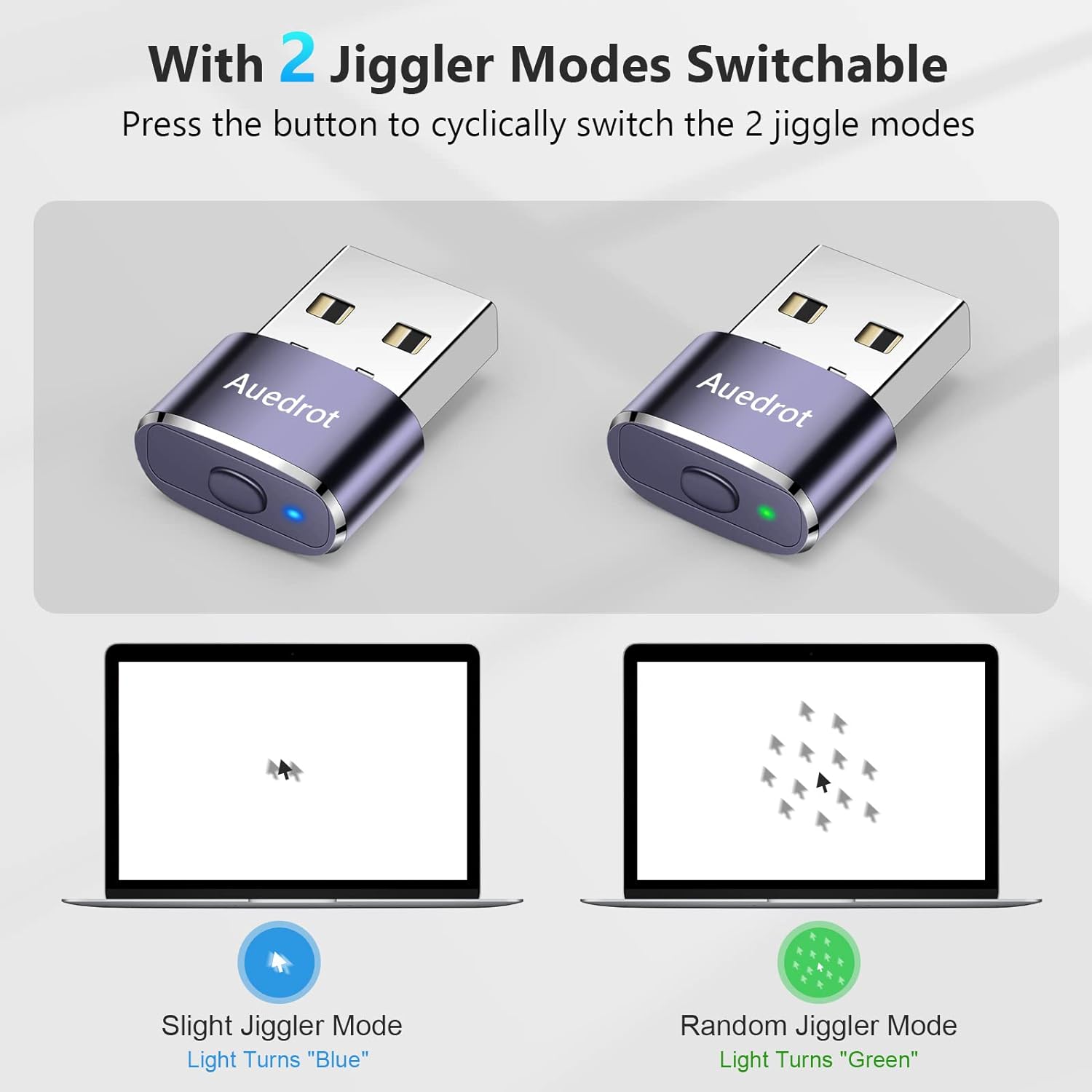 Віглер клікер шейкер симулятор для миші AUEDROT Mouse Mover Jiggler Metal Mini Purple - Зображення 2