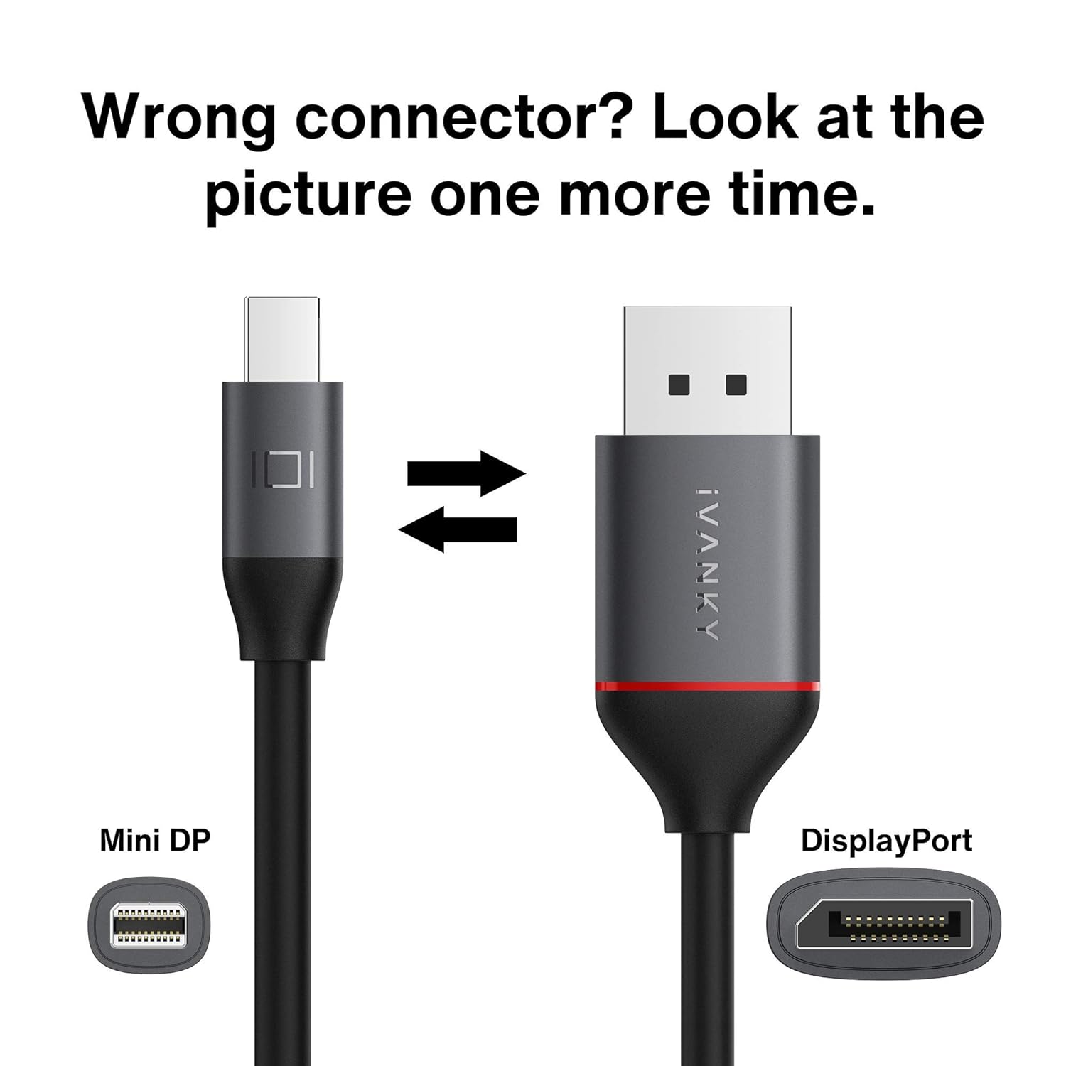 Кабель IVANKY miniDisplayPort to DisplayPort 4K@60Hz 2м - Зображення 2