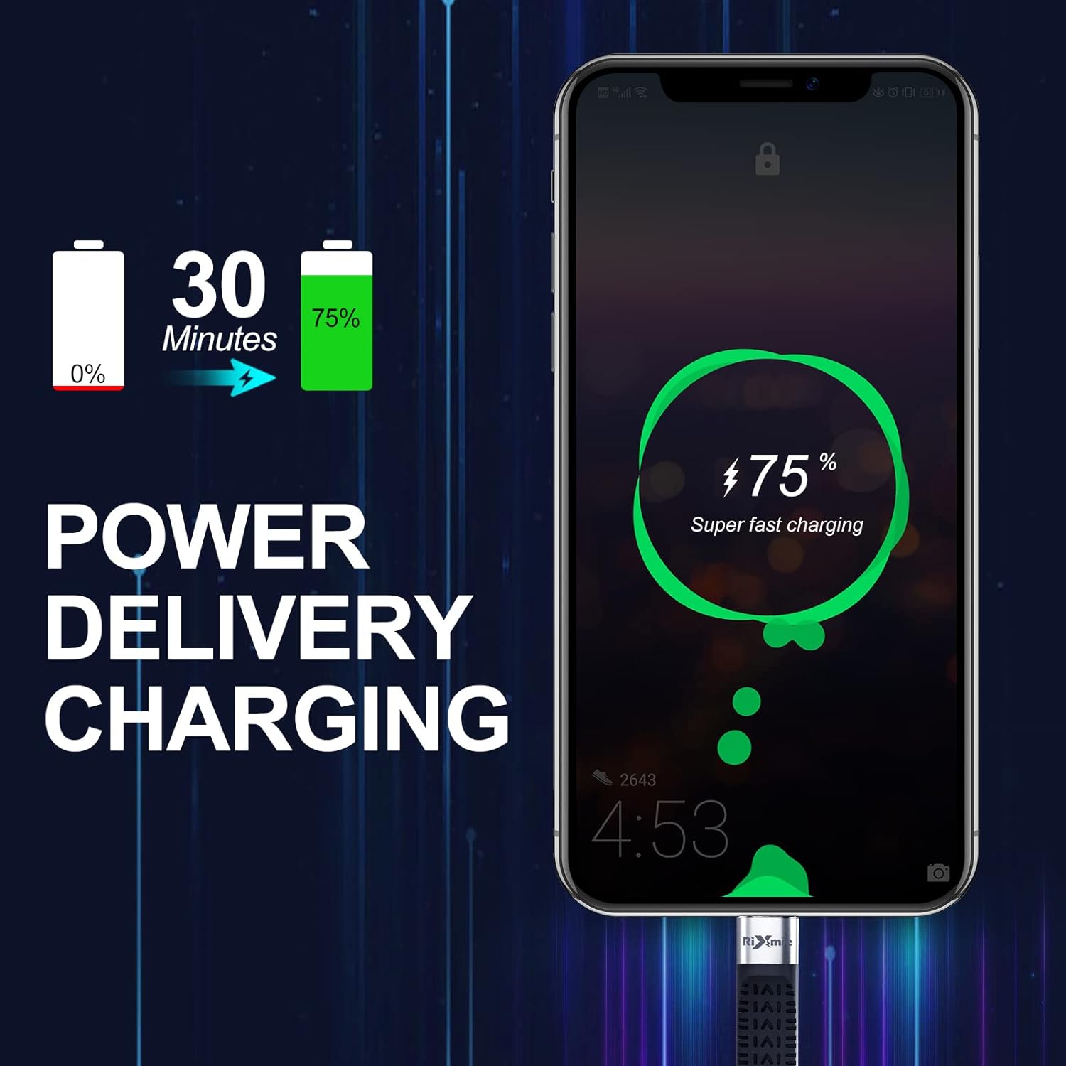 Кабель RIXMIE USB-C 100Вт, 4K Video, 20Gbps, 0.12м - Зображення 3