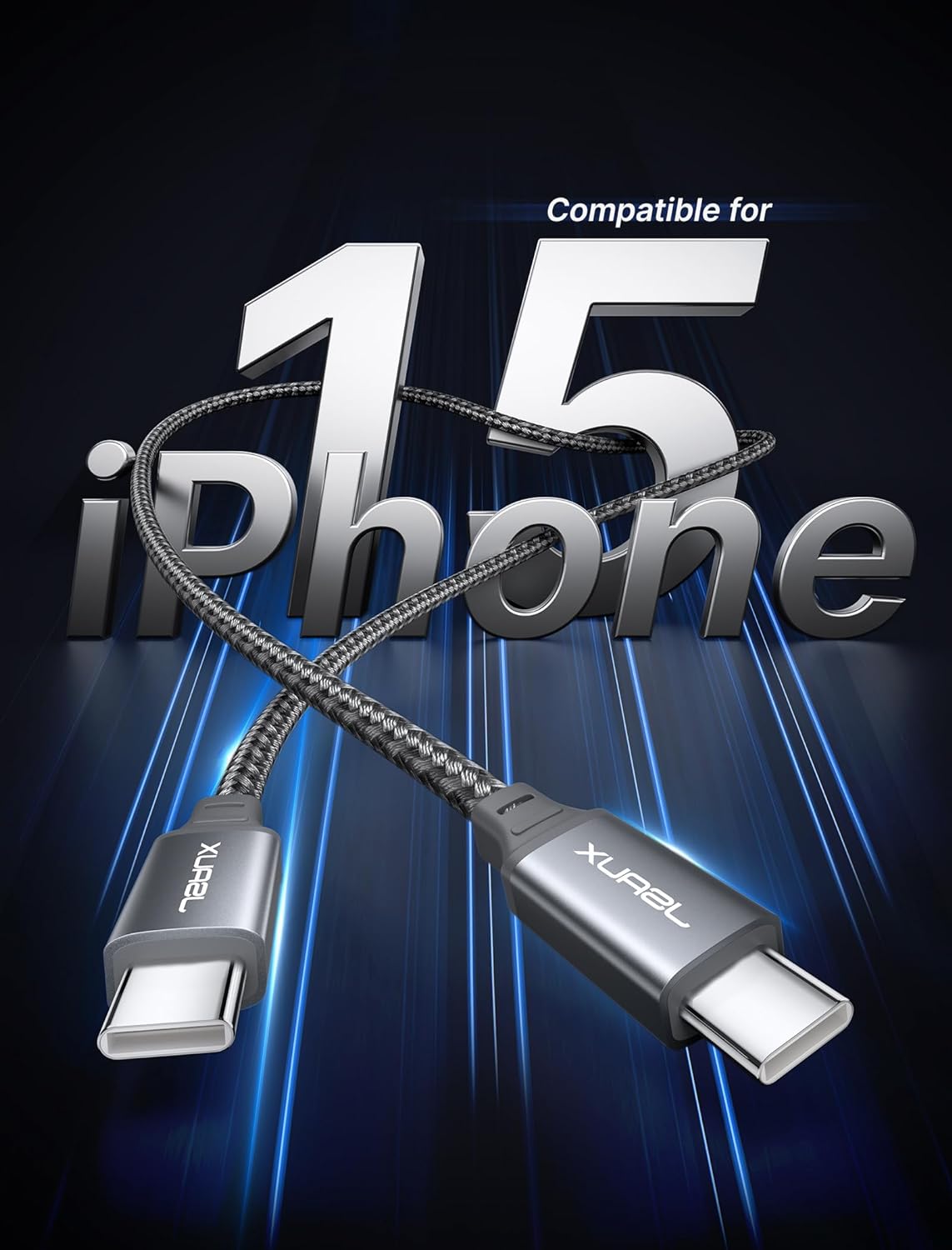 Кабель JSAUX Type-C to Type-C 100W 2м Grey - Зображення 3