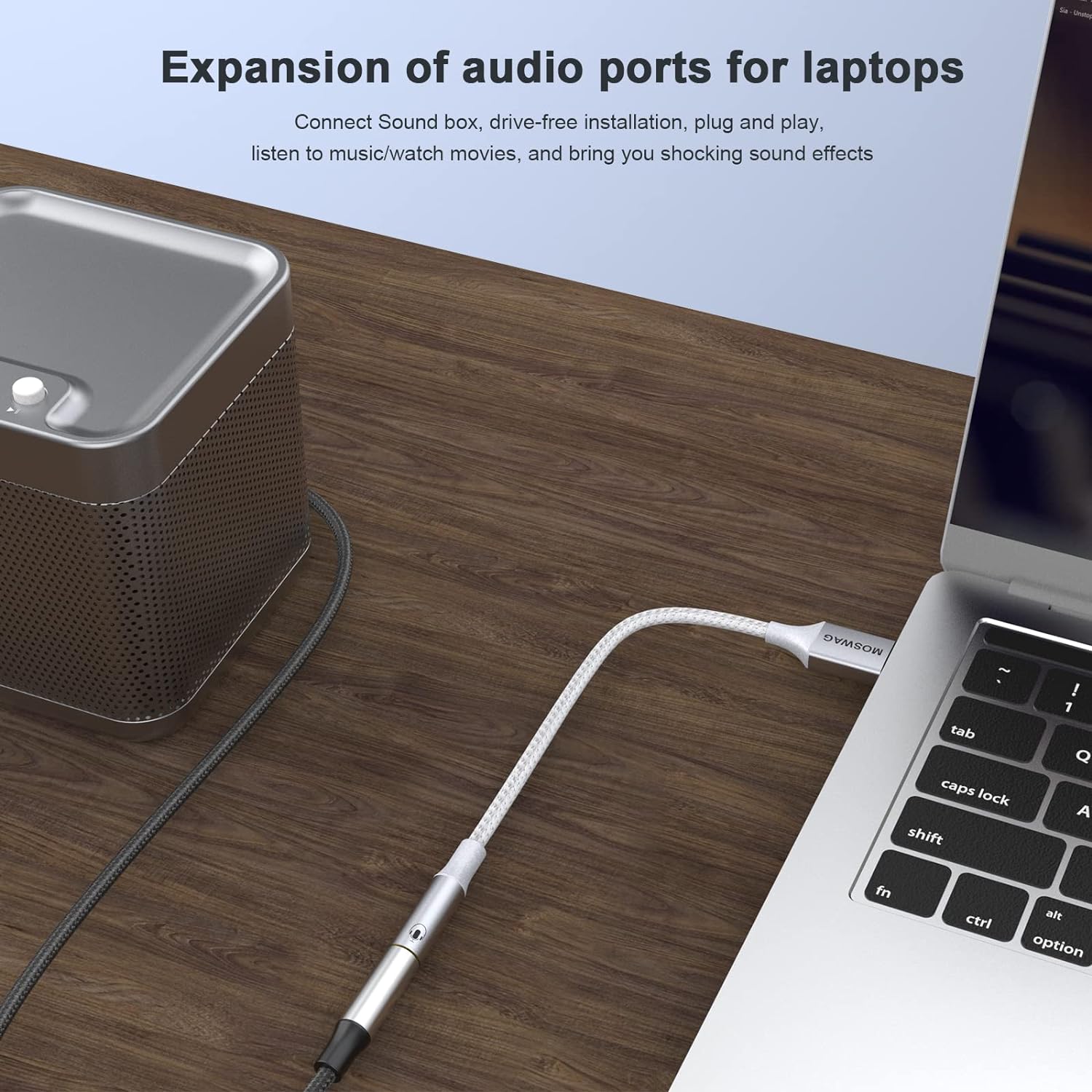 Кабель MOSWAG USB to AUX 0.2м white - Зображення 3