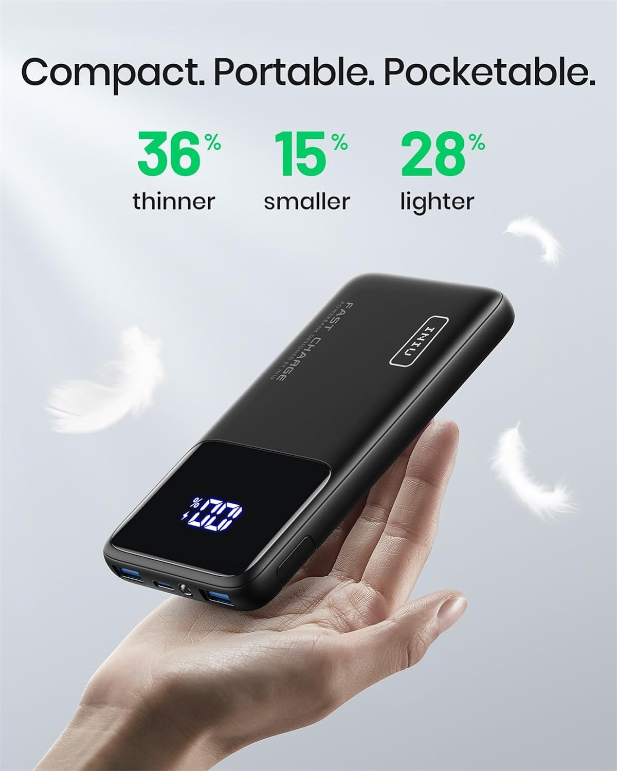 УМБ Powerbank INIU Portable Charger, Slimmest Fast Charging 10000mAh 22.5W PD 3.0+QC 4.0 LED Display (BI-B6) - Зображення 3