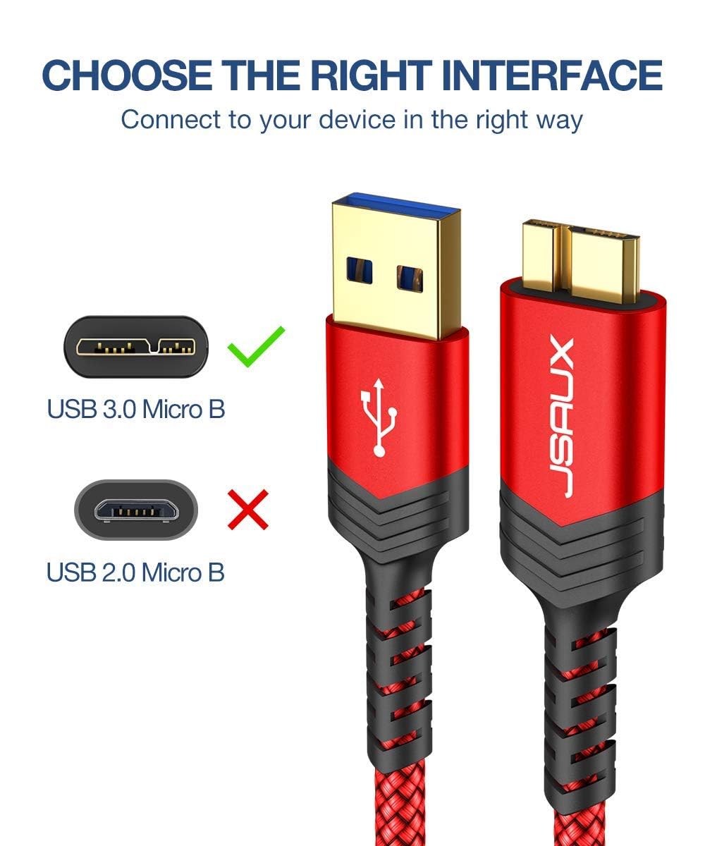 Кабель JSAUX USB 3.0 USB A Male to Micro B Male 1м red - Зображення 7