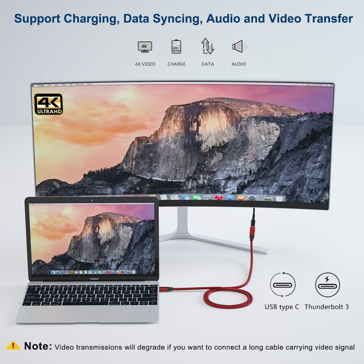 Кабель-подовжувач BASESAILOR Type-C to Type-C USB3.1 Gen2 10Gbps 100W 1м Red - Зображення 3