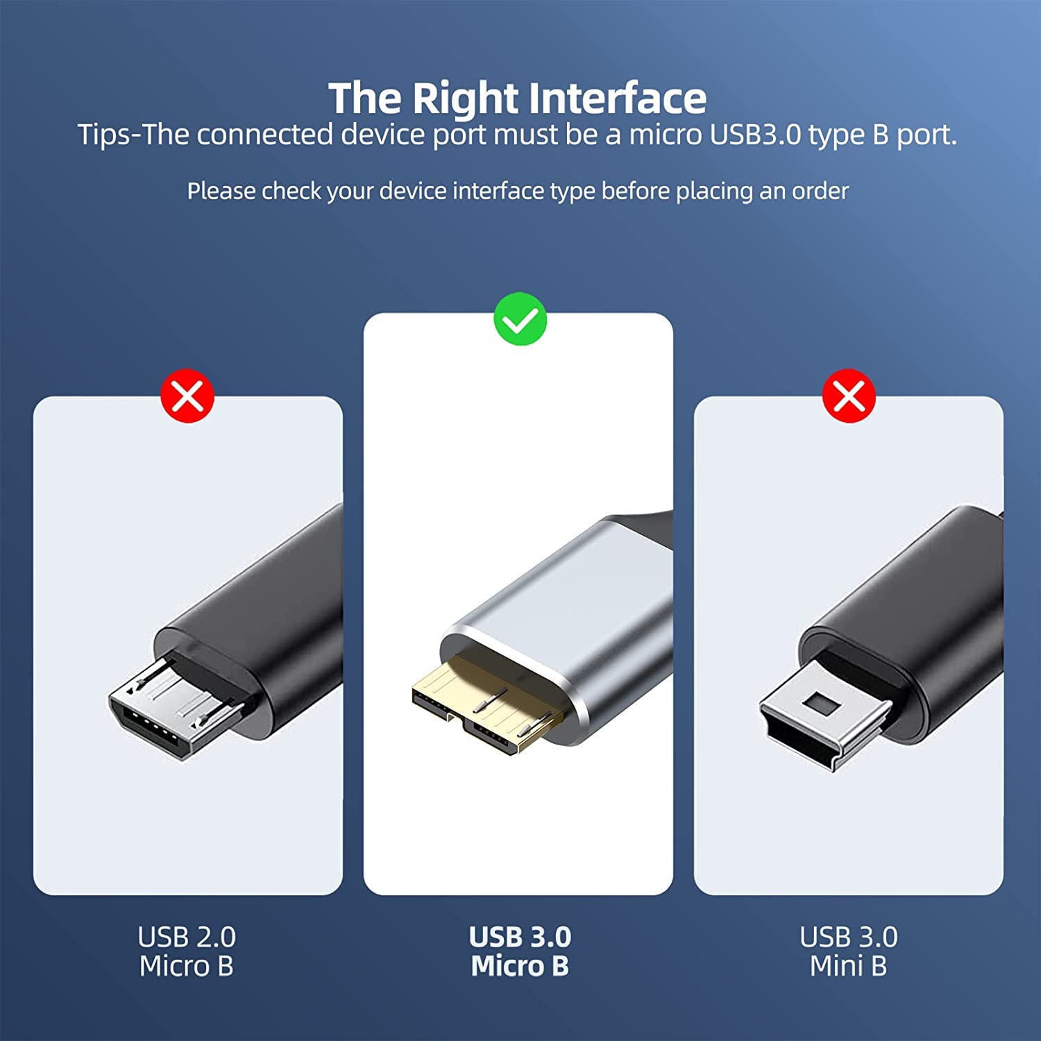 Кабель CLAVOOP USB 3.0 Type A Male to Micro B Male 0.45м - Зображення 3