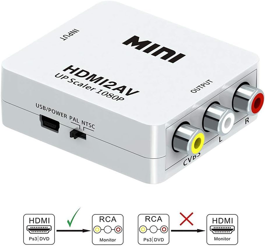 Конвертер HDMI в RCA AV з додатковим живленням USB білий (HDMI2AV) - Зображення 3