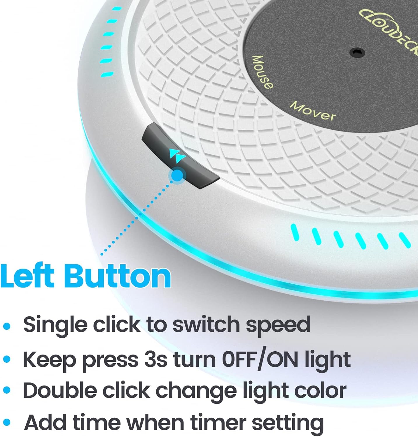 Вігглер шейкер симулятор для миші Cloudeck Timer & LED Color Option, 2 Speed Mode білий - Зображення 3