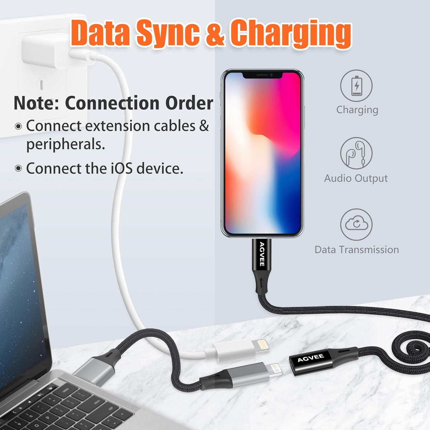 Кабель-подовжувач AGVEE Lightning 0.3м чорний - Зображення 6