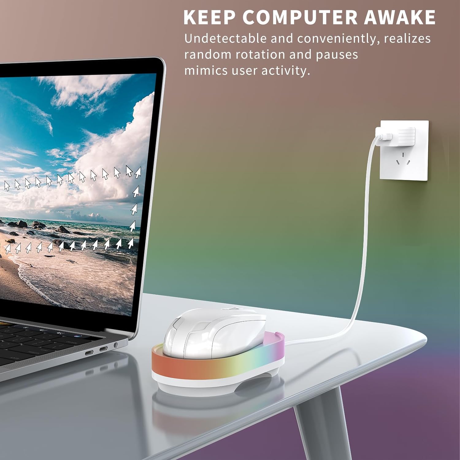 Вігглер шейкер симулятор для миші ERGOPOLLO Mouse Mover Jiggler rainbow - Зображення 3