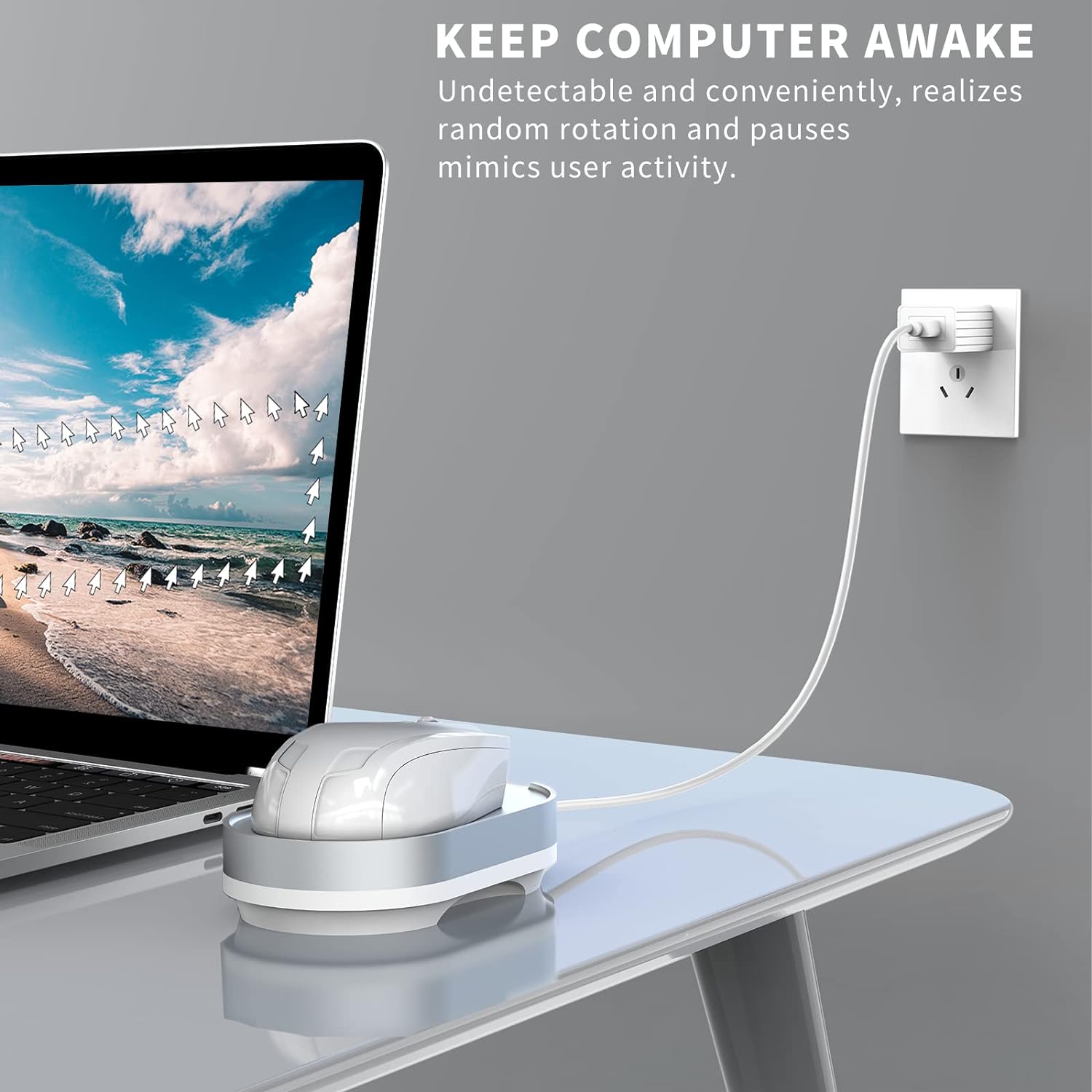 Вігглер клікер шейкер симулятор для миші ERGOPOLLO Mouse Mover Jiggler silver - Зображення 3