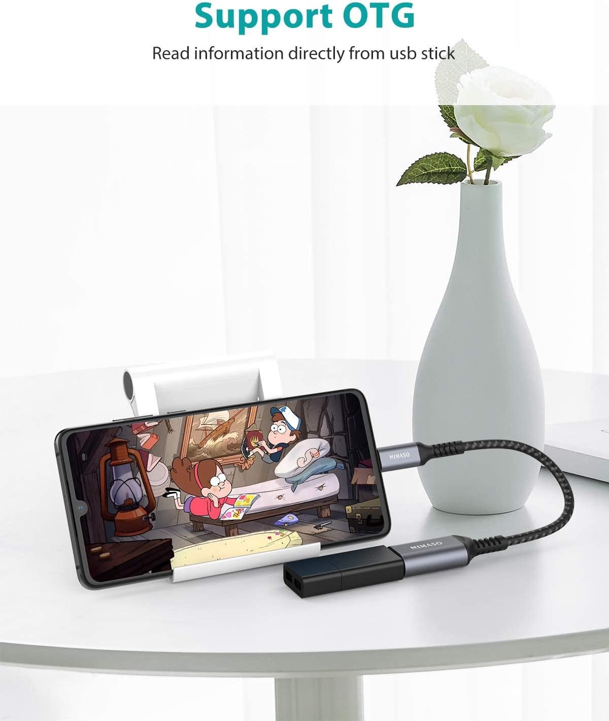 Адаптер-перехідник NIMASO USB C to USB 3.0 5Gbps 0.12м сірий - Зображення 3