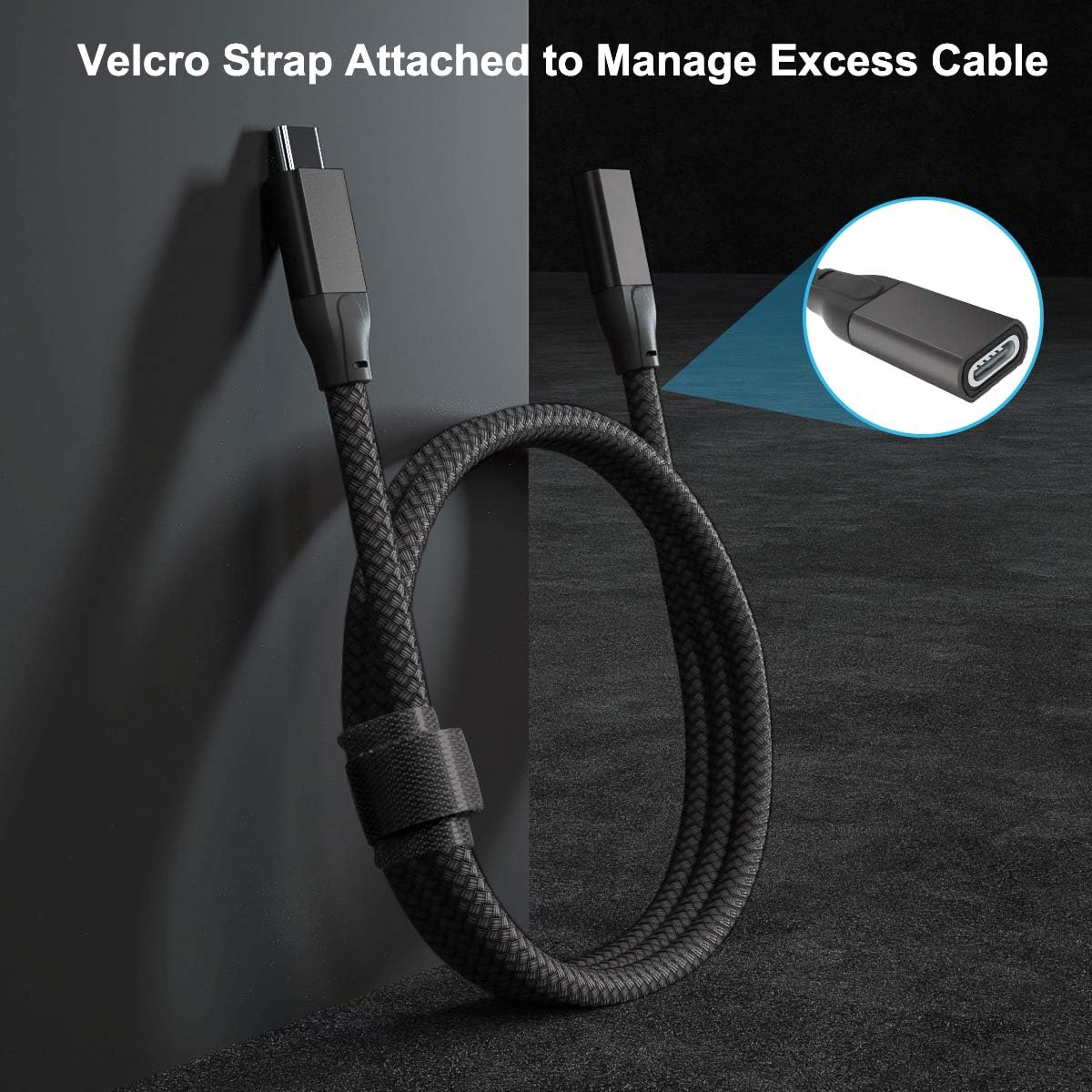 Кабель-подовжувач BASESAILOR Type-C to Type-C USB3.1 Gen2 10Gbps 100W 2м Black - Зображення 4