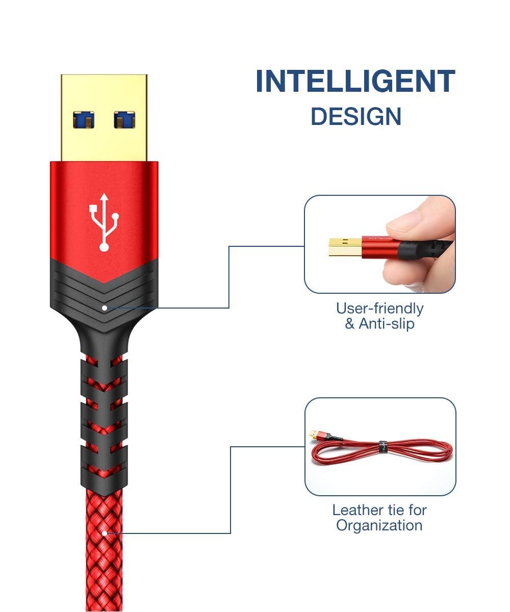 Кабель JSAUX USB 3.0 USB A Male to Micro B Male 1м red - Зображення 6