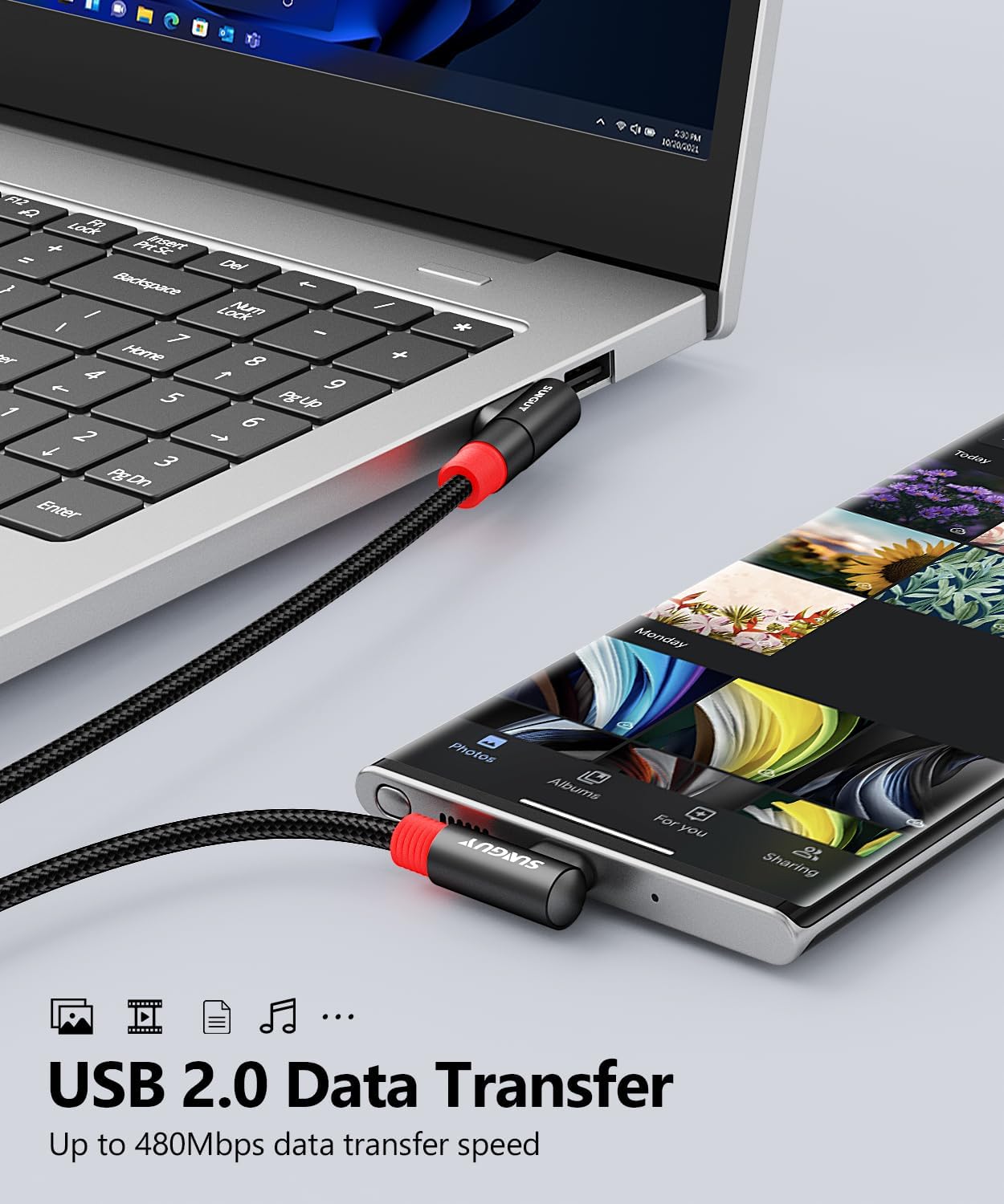 Кабель SUNGUY Type A to Type-C USB2.0, 3.6A, 0.3м чорний - Зображення 4