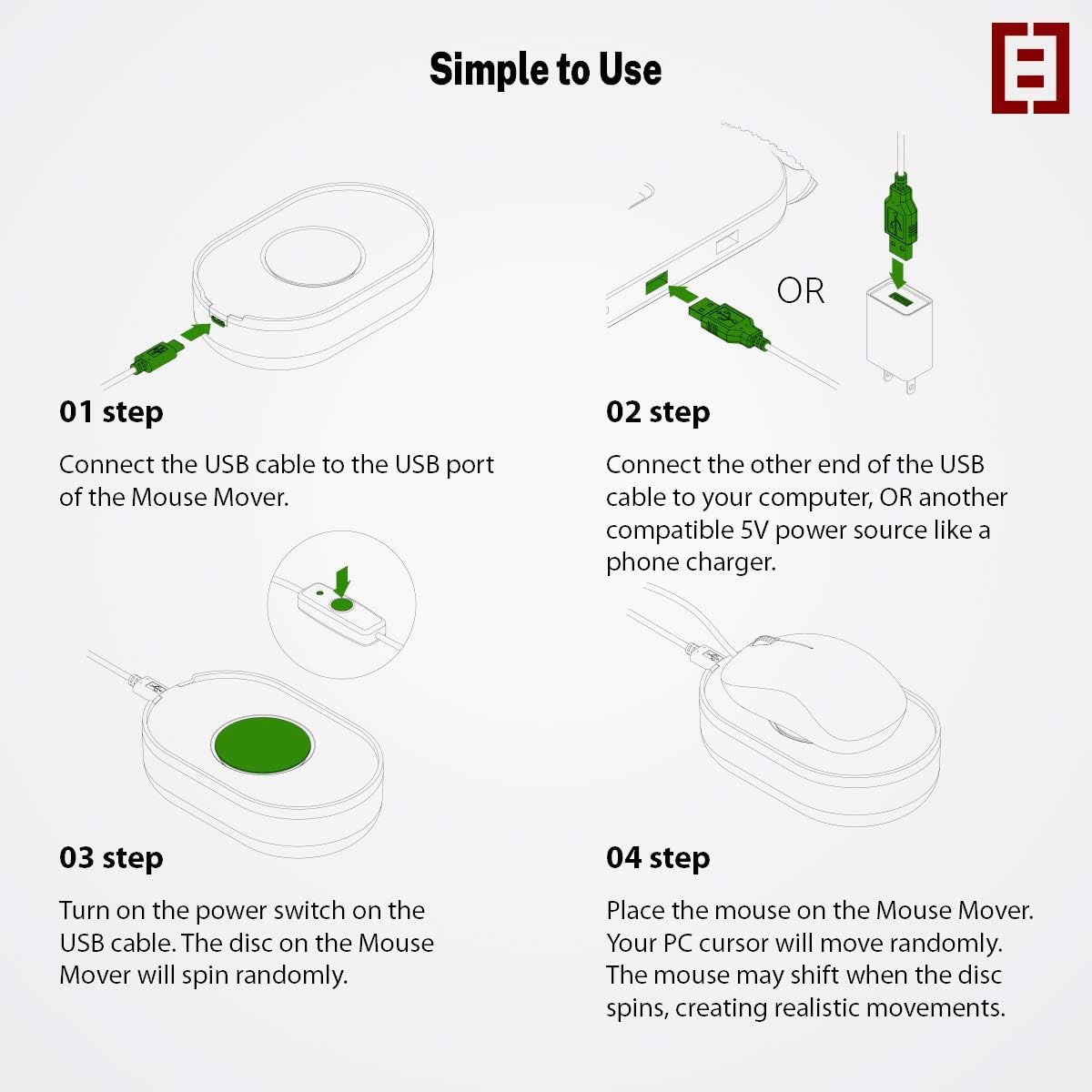 Вігглер клікер шейкер симулятор для миші TECH8 USA Undetectable Mouse Mover, Mouse Jiggler, "Hypnotic" - Зображення 4