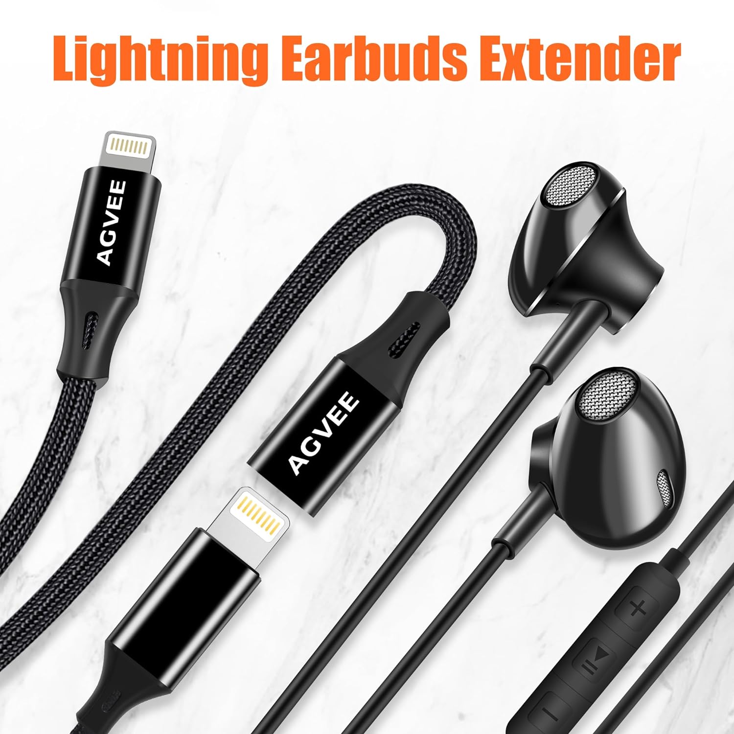 Кабель-подовжувач AGVEE Lightning 0.3м чорний - Зображення 5