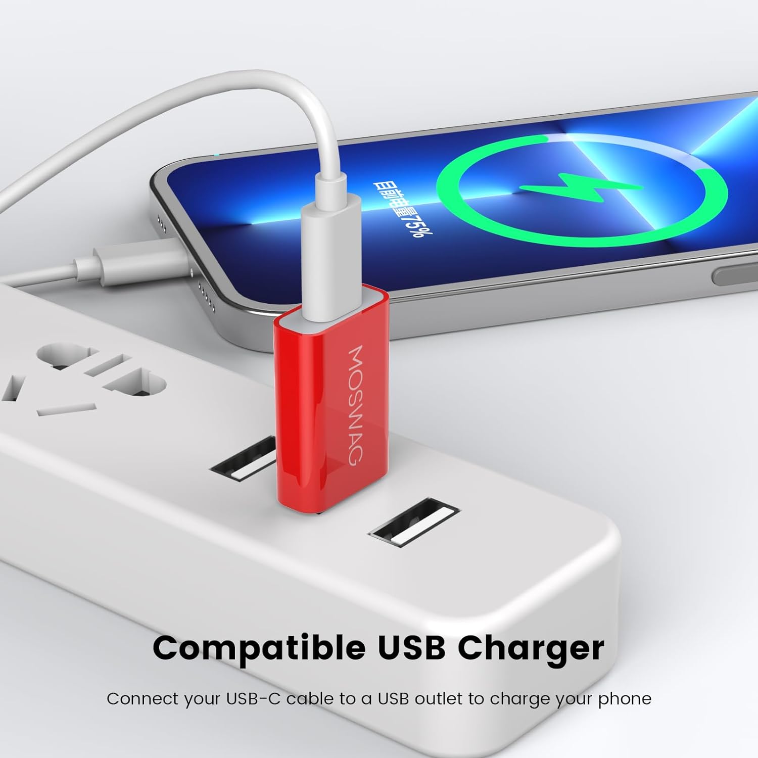 Адаптер-перехідник MOSWAG Type-C to USB 2.0 480Mbps 3A red - Зображення 4