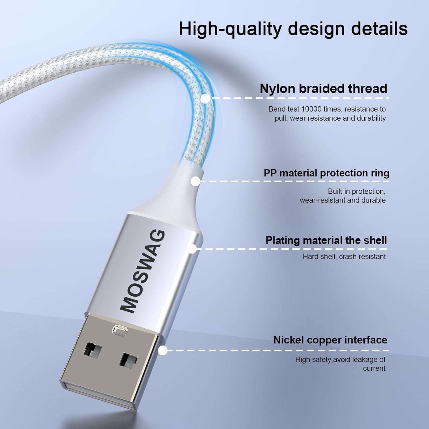 Кабель MOSWAG USB to AUX 0.2м white - Зображення 5