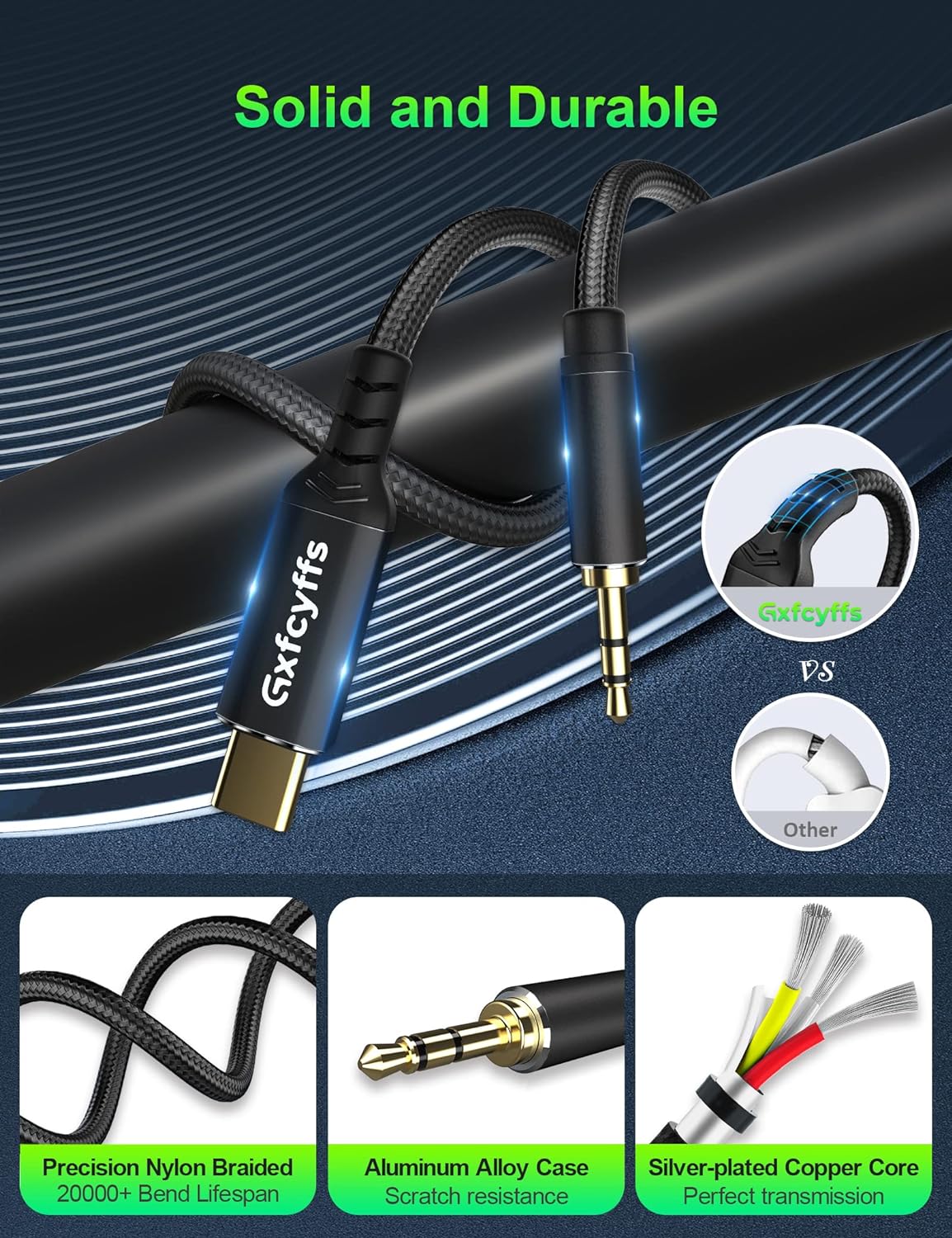 Кабель Gxfcyffs USB Type C to AUX 1м - Зображення 5