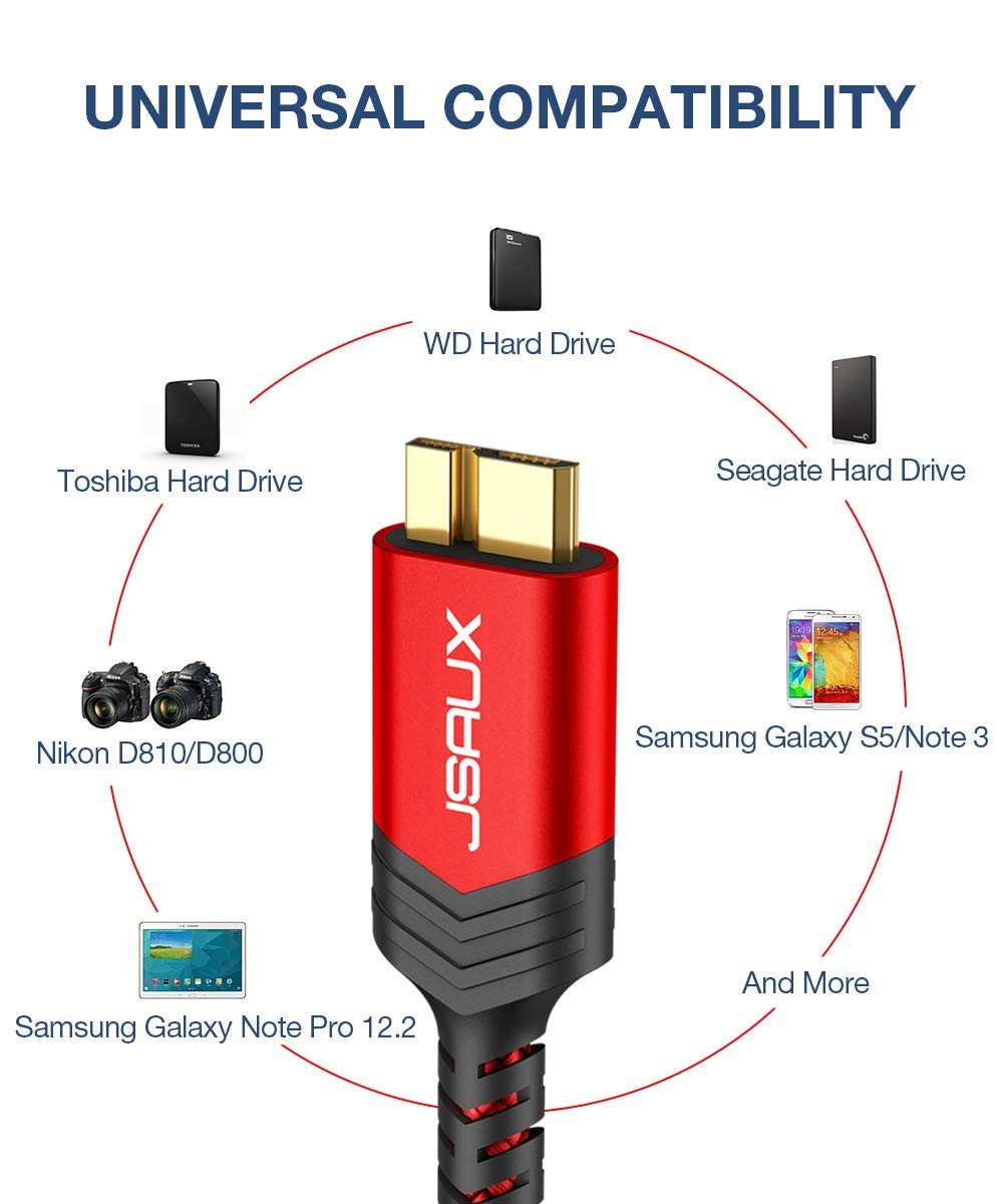 Кабель JSAUX USB 3.0 USB A Male to Micro B Male 1м red - Зображення 5