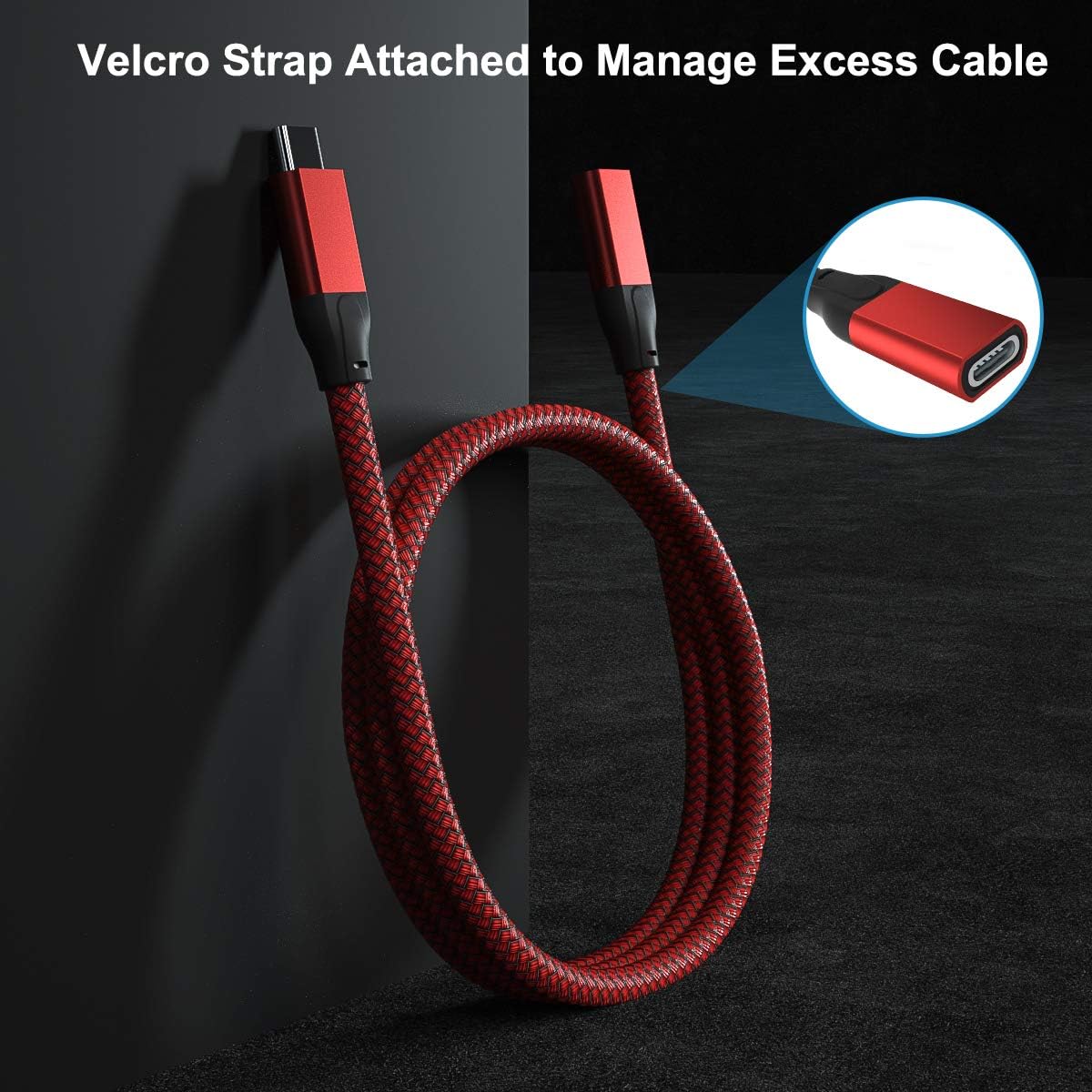 Кабель-подовжувач BASESAILOR Type-C to Type-C USB3.1 Gen2 10Gbps 100W 1м Red - Зображення 5