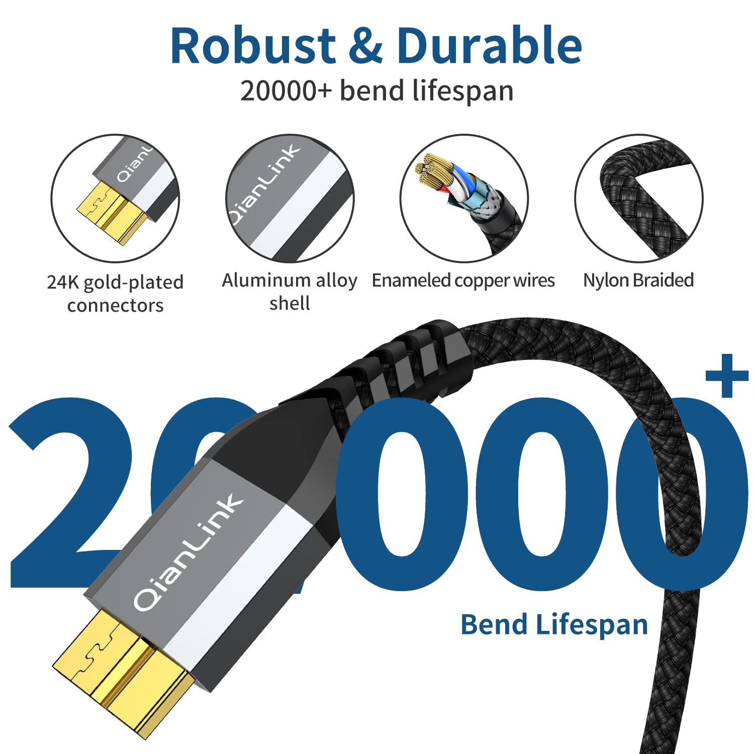 Кабель QianLink USB 3.1 Type C Male to Micro B Male 0.5м - Зображення 5