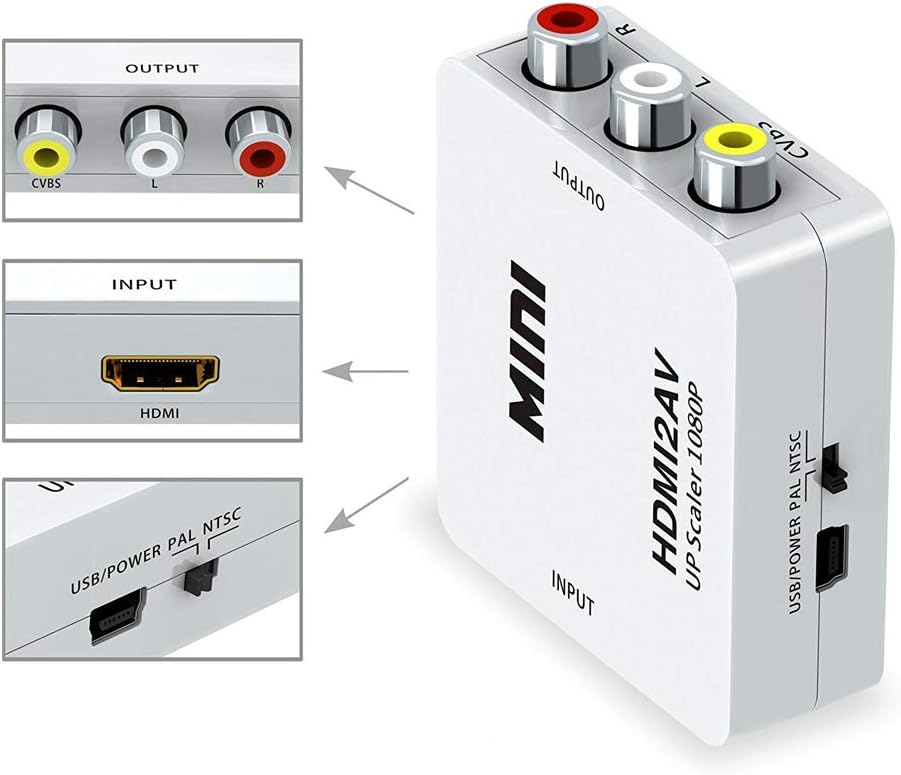 Конвертер HDMI в RCA AV з додатковим живленням USB білий (HDMI2AV) - Зображення 5