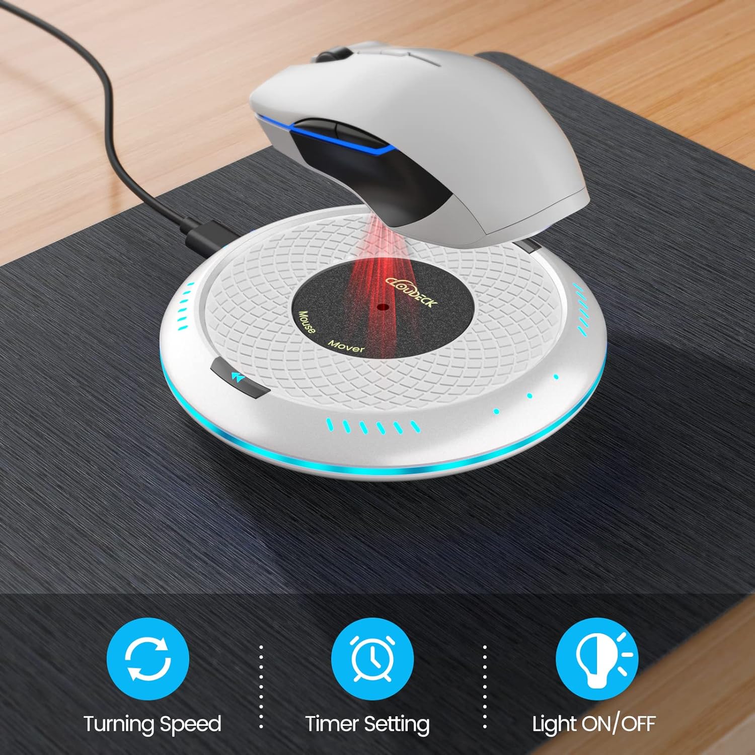 Вігглер шейкер симулятор для миші Cloudeck Timer & LED Color Option, 2 Speed Mode білий - Зображення 5