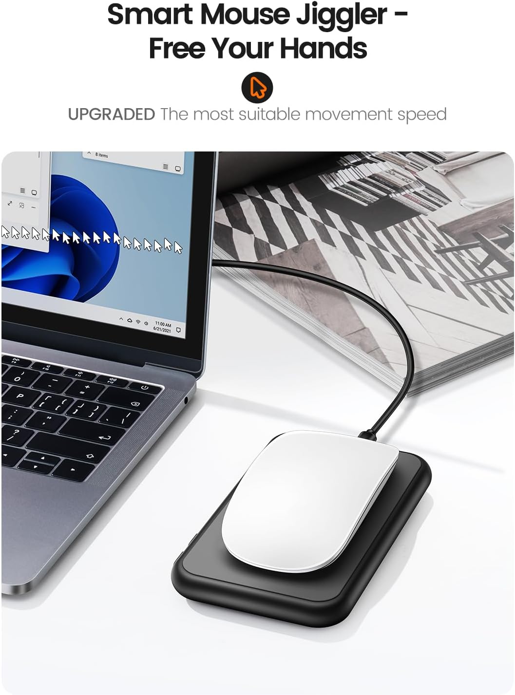 Вігглер клікер шейкер симулятор для миші Dofuhem Mouse Mover Jiggler чорний - Зображення 5