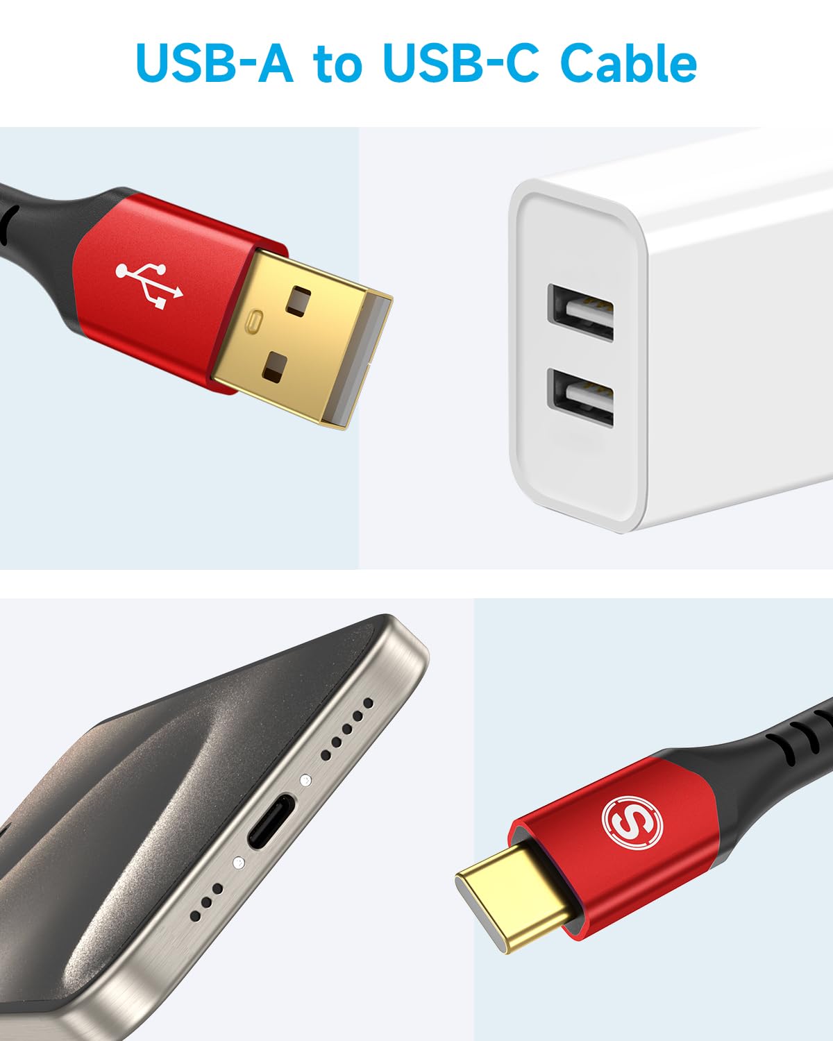 Кабель sweguard Type A to Type-C USB2.0 3.2А 2м червоний - Зображення 5