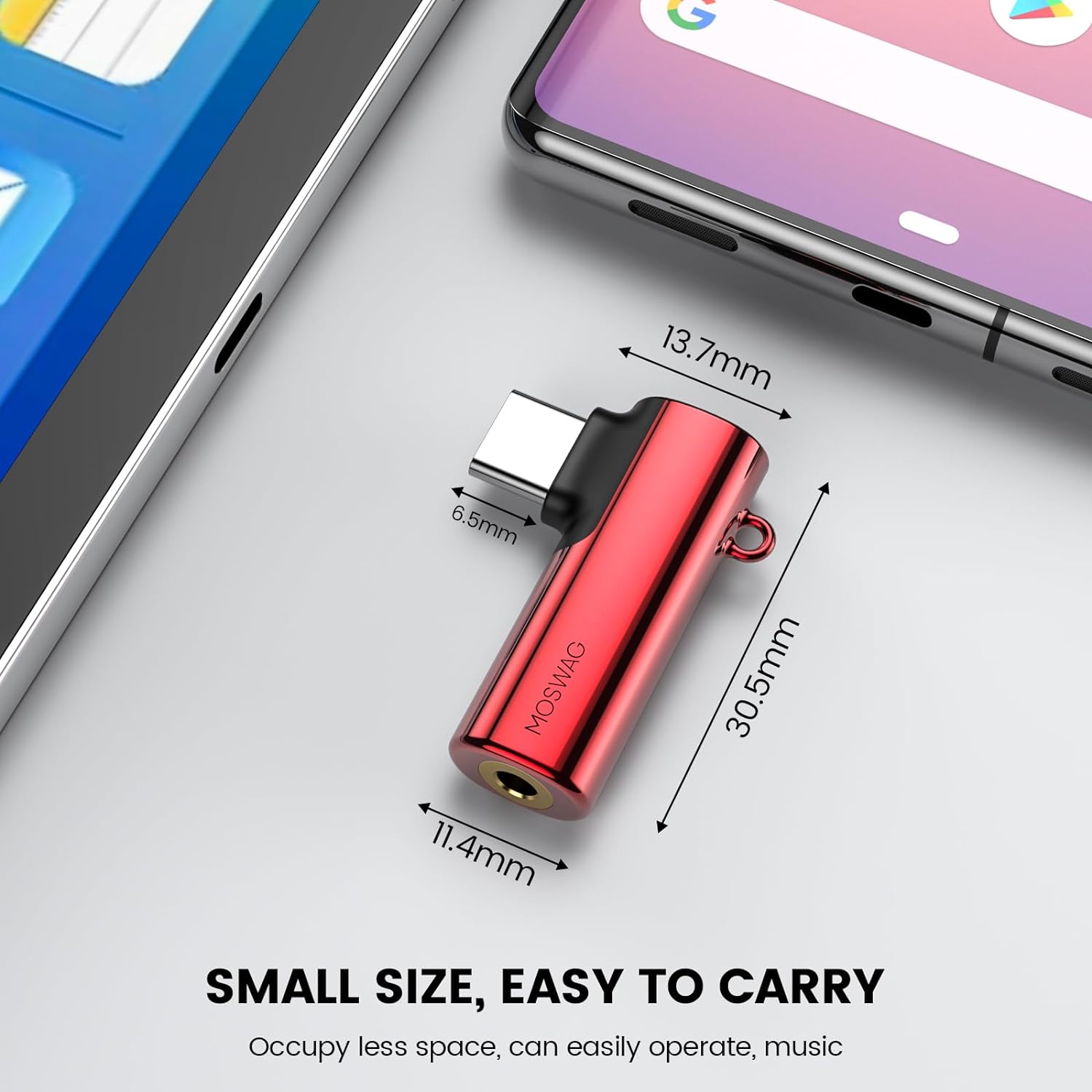 Адаптер MOSWAG USB Type C на 3.5мм red - Зображення 6