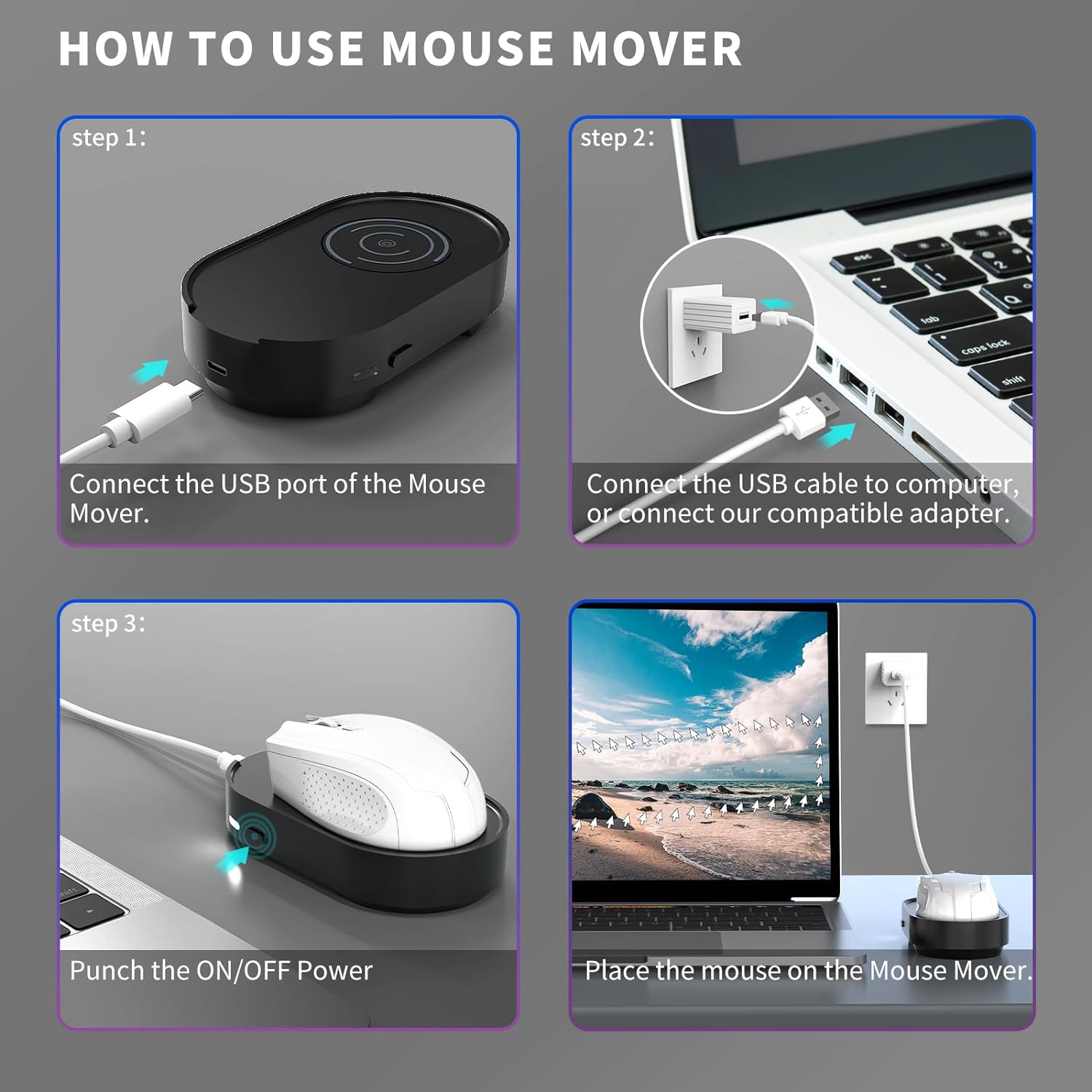 Вігглер клікер шейкер симулятор для миші ERGOPOLLO Mouse Mover Jiggler black - Зображення 6