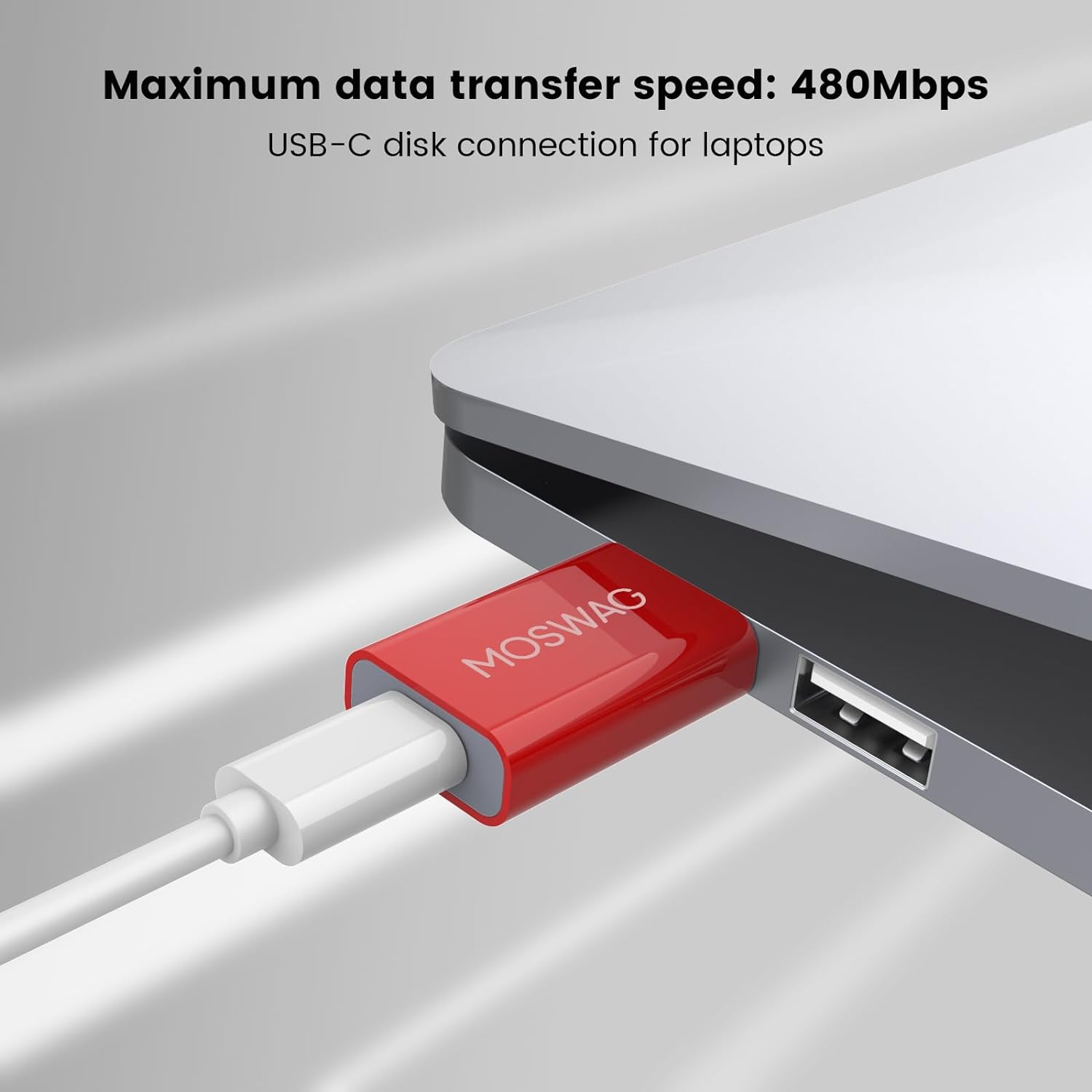 Адаптер-перехідник MOSWAG Type-C to USB 2.0 480Mbps 3A red - Зображення 6