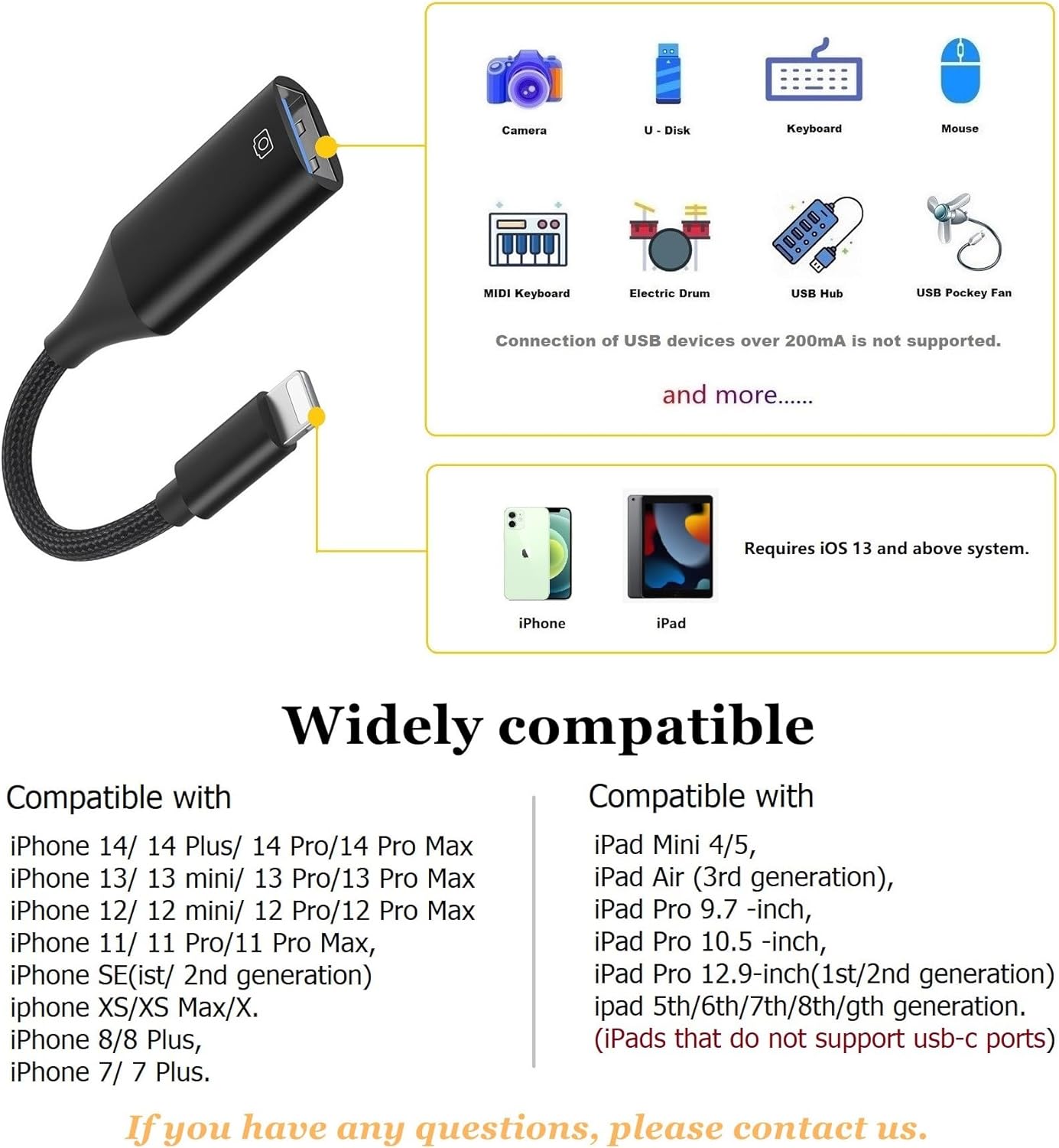 Адаптер-перехідник IVSHOWCO Lightning to USB OTG 0.12м чорний - Зображення 6