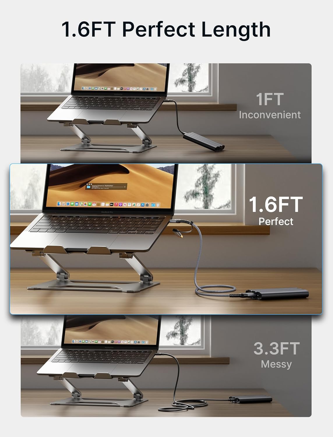 Кабель JSAUX USB 3.1 USB A/C Male to Micro B Male 20Gbps 0.5м grey - Зображення 7