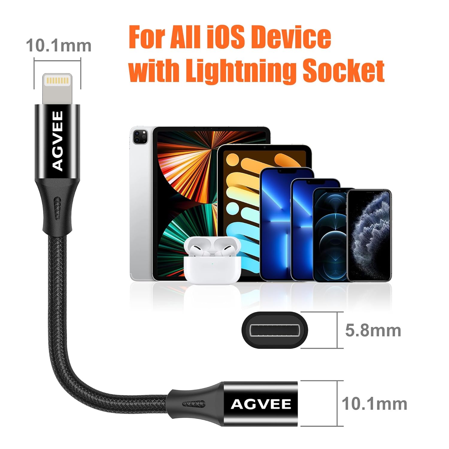 Кабель-подовжувач AGVEE Lightning 0.3м чорний - Зображення 2