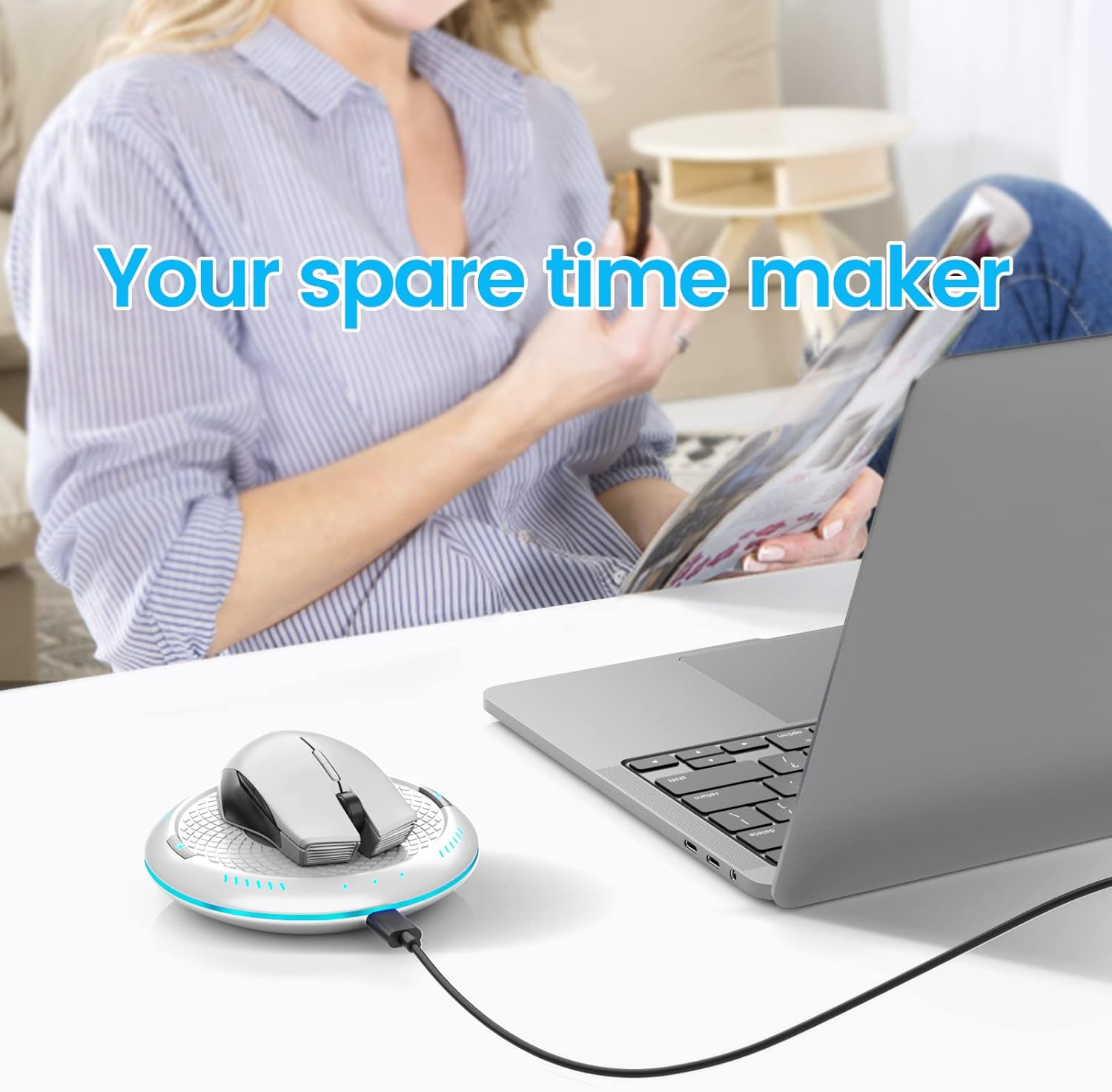 Вігглер шейкер симулятор для миші Cloudeck Timer & LED Color Option, 2 Speed Mode білий - Зображення 7