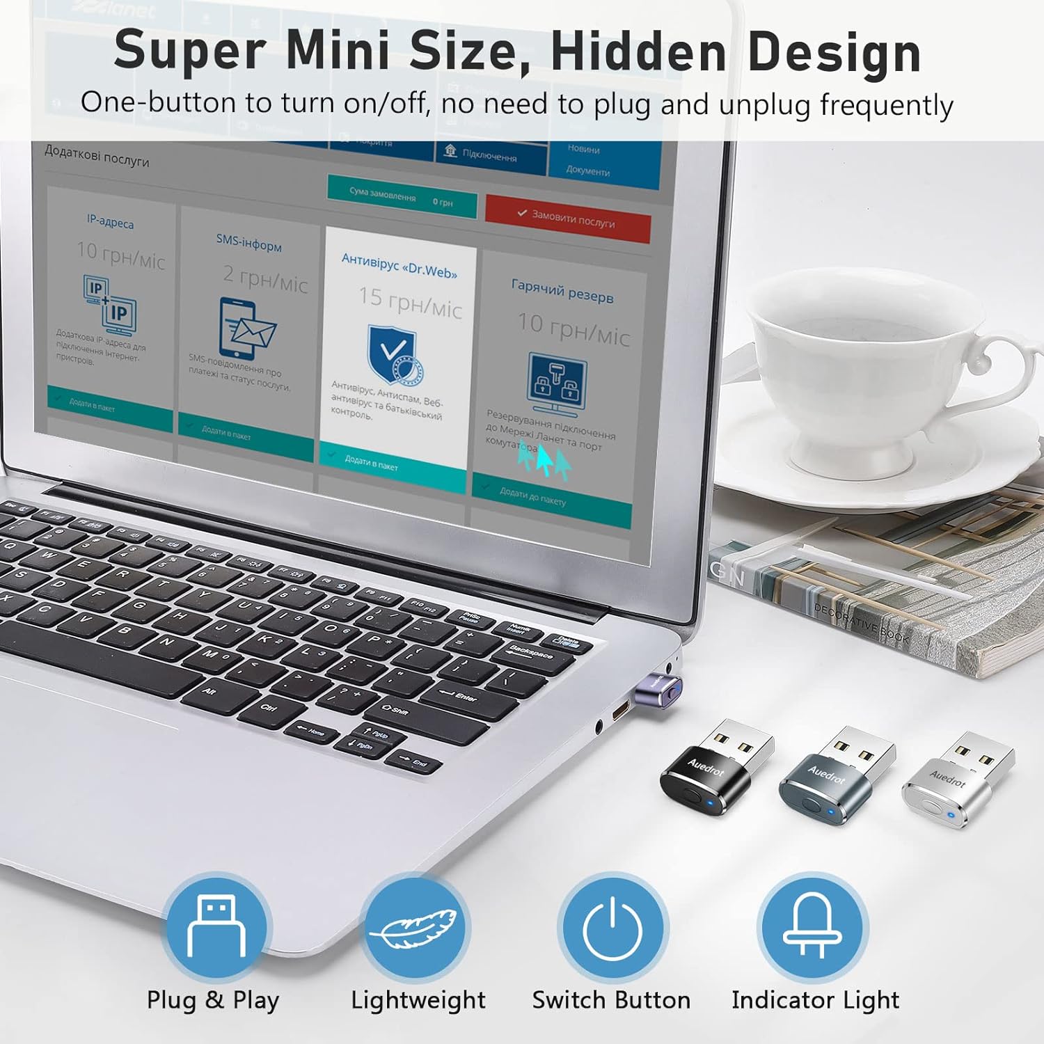 Віглер клікер шейкер симулятор для миші AUEDROT Mouse Mover Jiggler Metal Mini Purple - Зображення 7