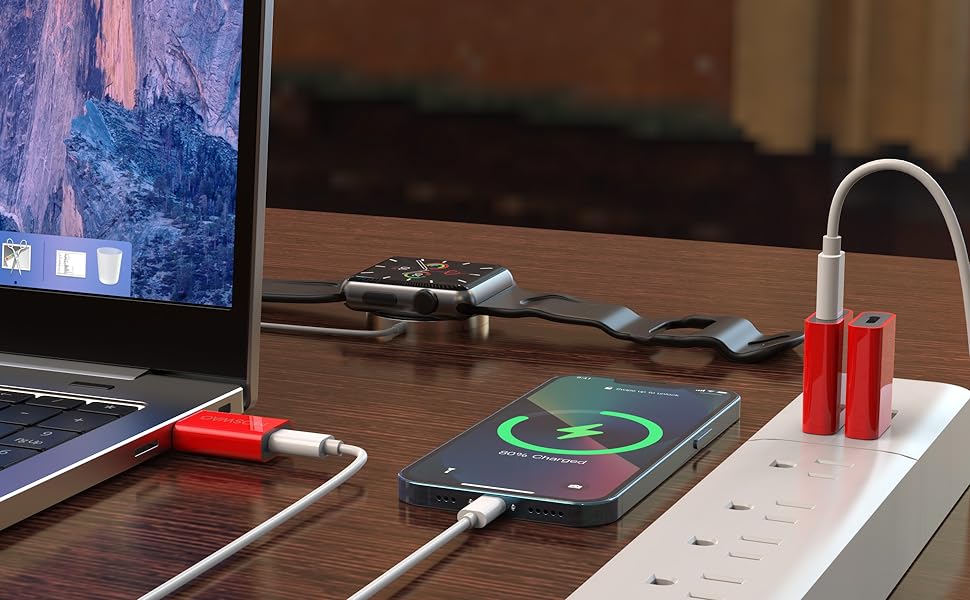 Адаптер-перехідник MOSWAG Type-C to USB 2.0 480Mbps 3A red - Зображення 7