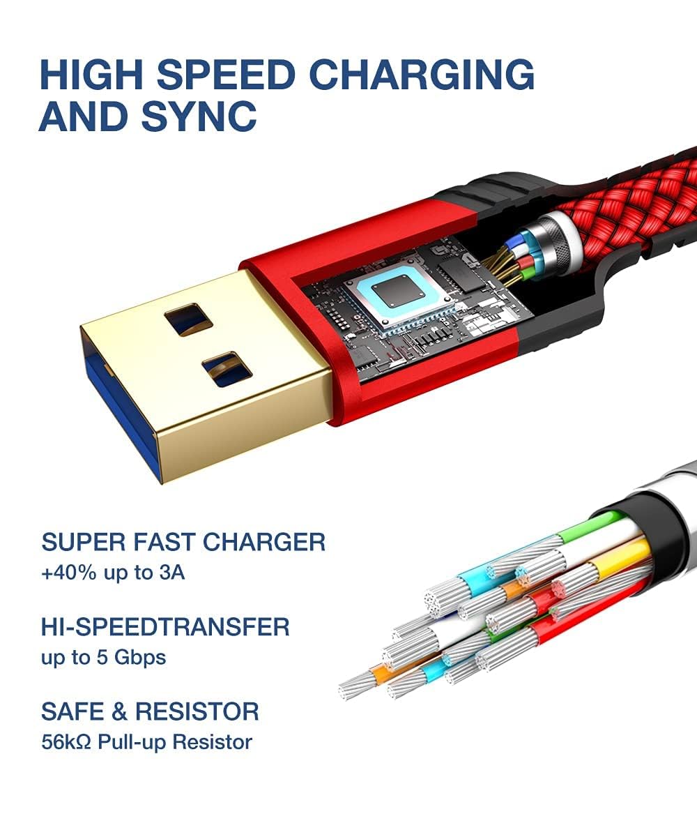 Кабель JSAUX USB 3.0 USB A Male to Micro B Male 1м red - Зображення 3
